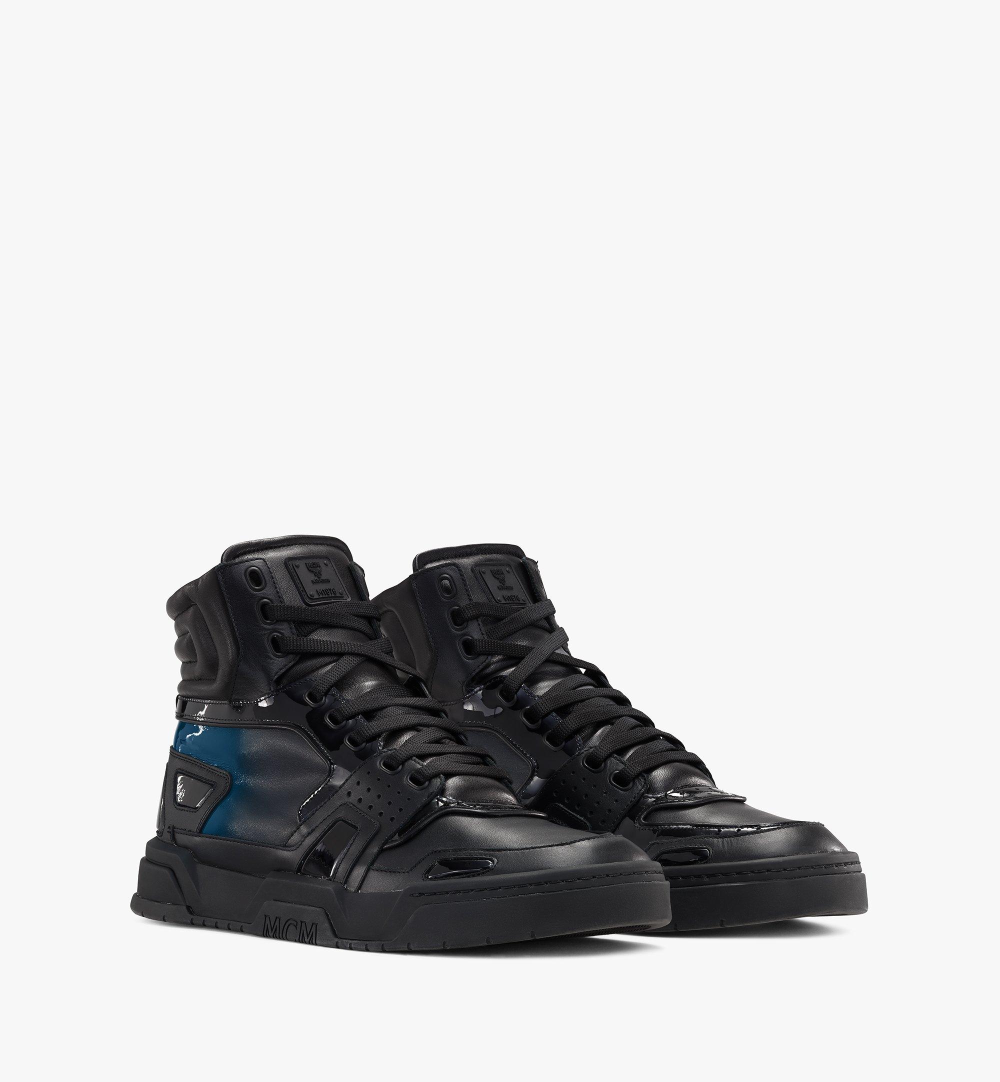 MCM Men's Skyward High-Top Sneakers in Color Fade Leather Black MEXASMM32BK042 Alternate View 1