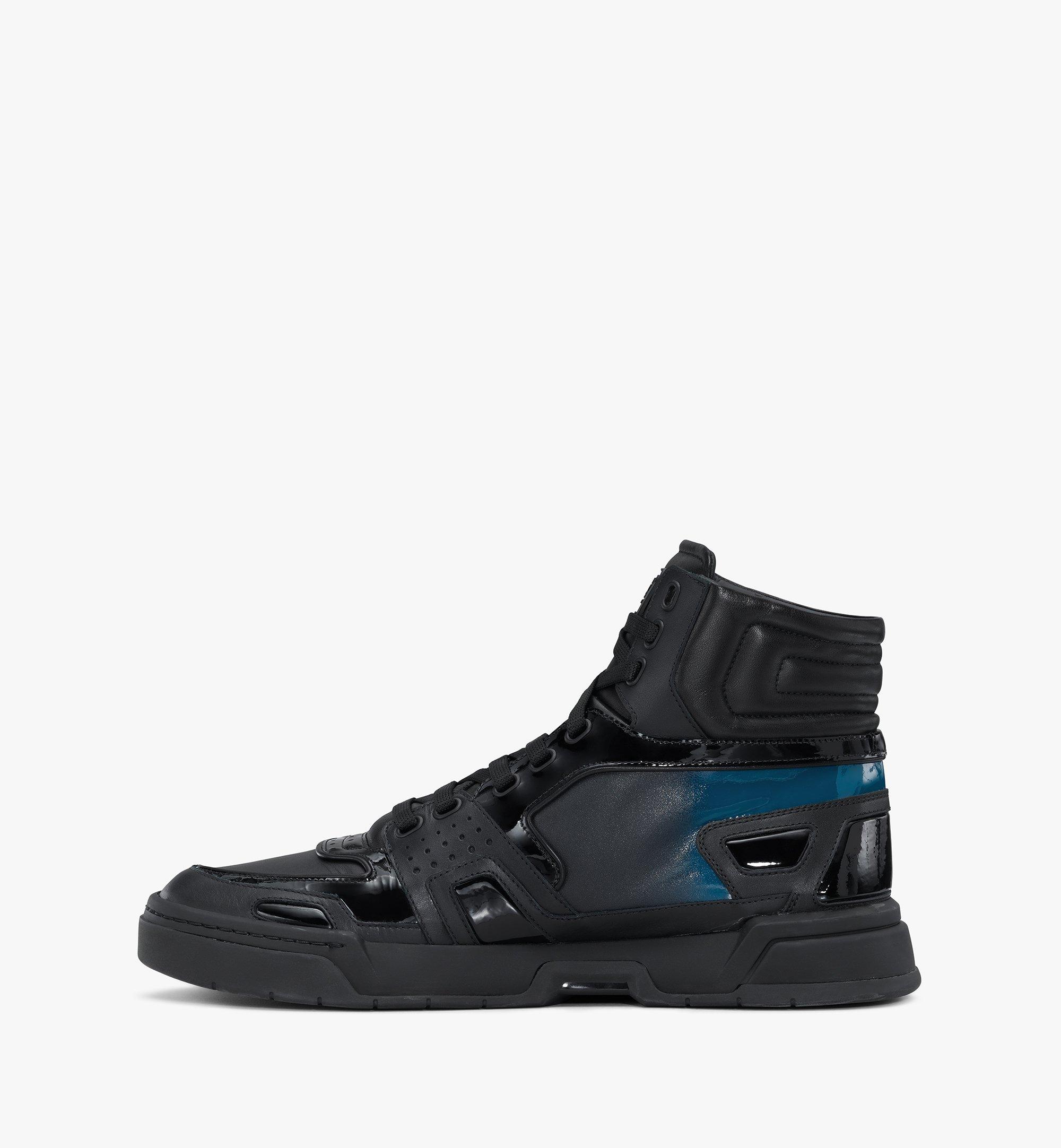 MCM Men's Skyward High-Top Sneakers in Color Fade Leather Black MEXASMM32BK042 Alternate View 3