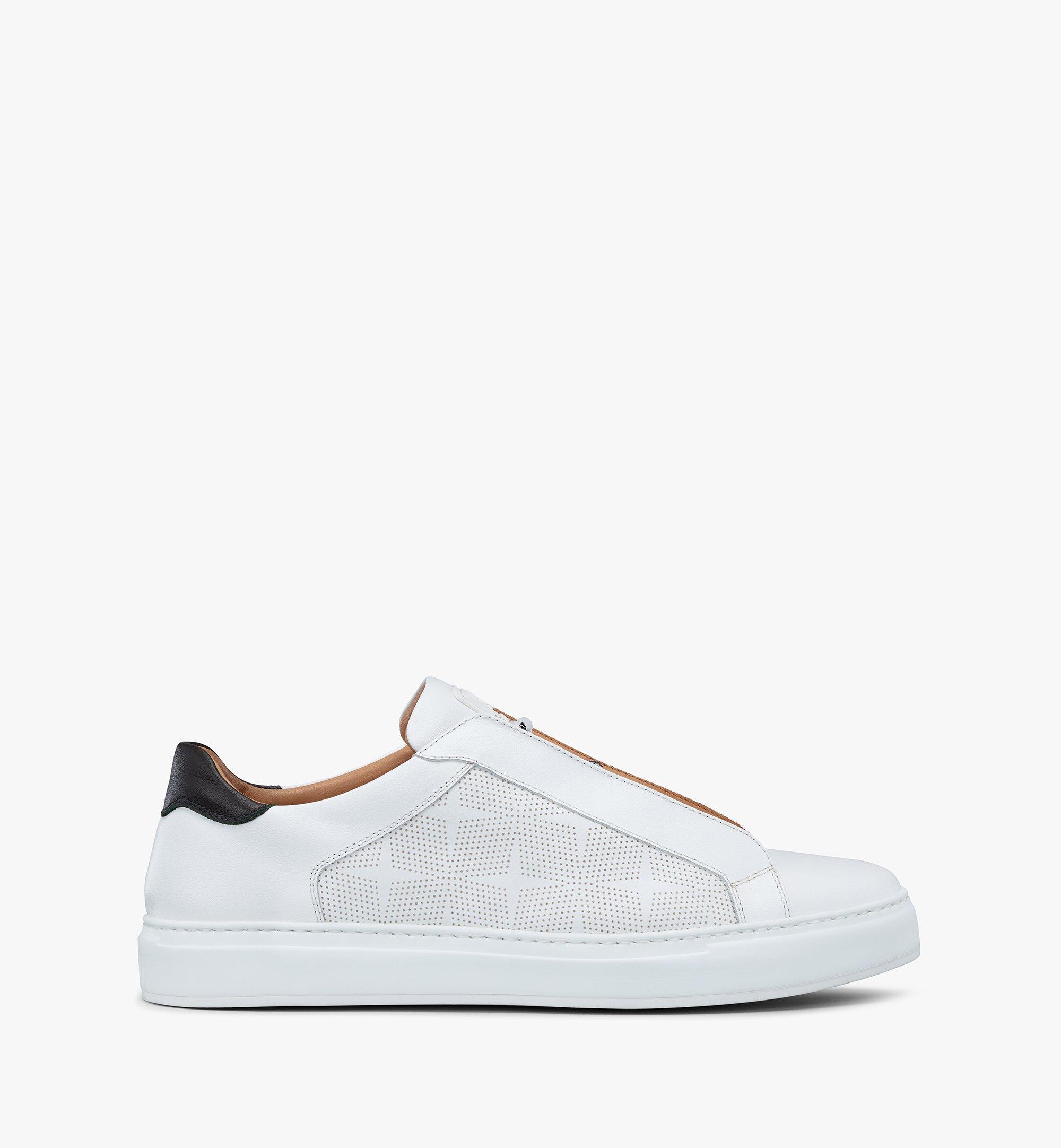 MCM Men's Classic Low-Top Sneakers in Diamond Perforated Leather White MEXASSE05WT042 Alternate View 1