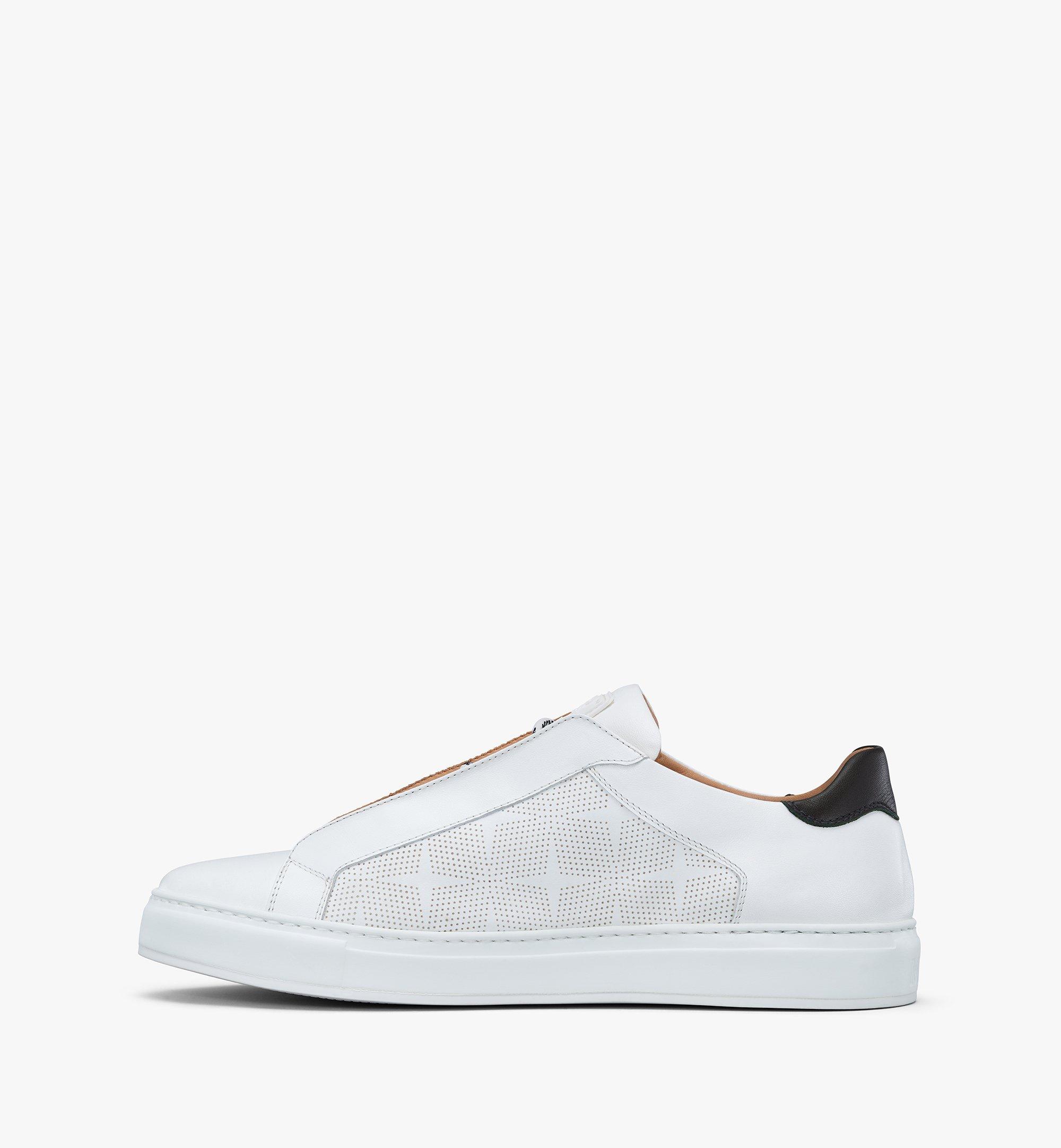 MCM Men's Classic Low-Top Sneakers in Diamond Perforated Leather White MEXASSE05WT042 Alternate View 3