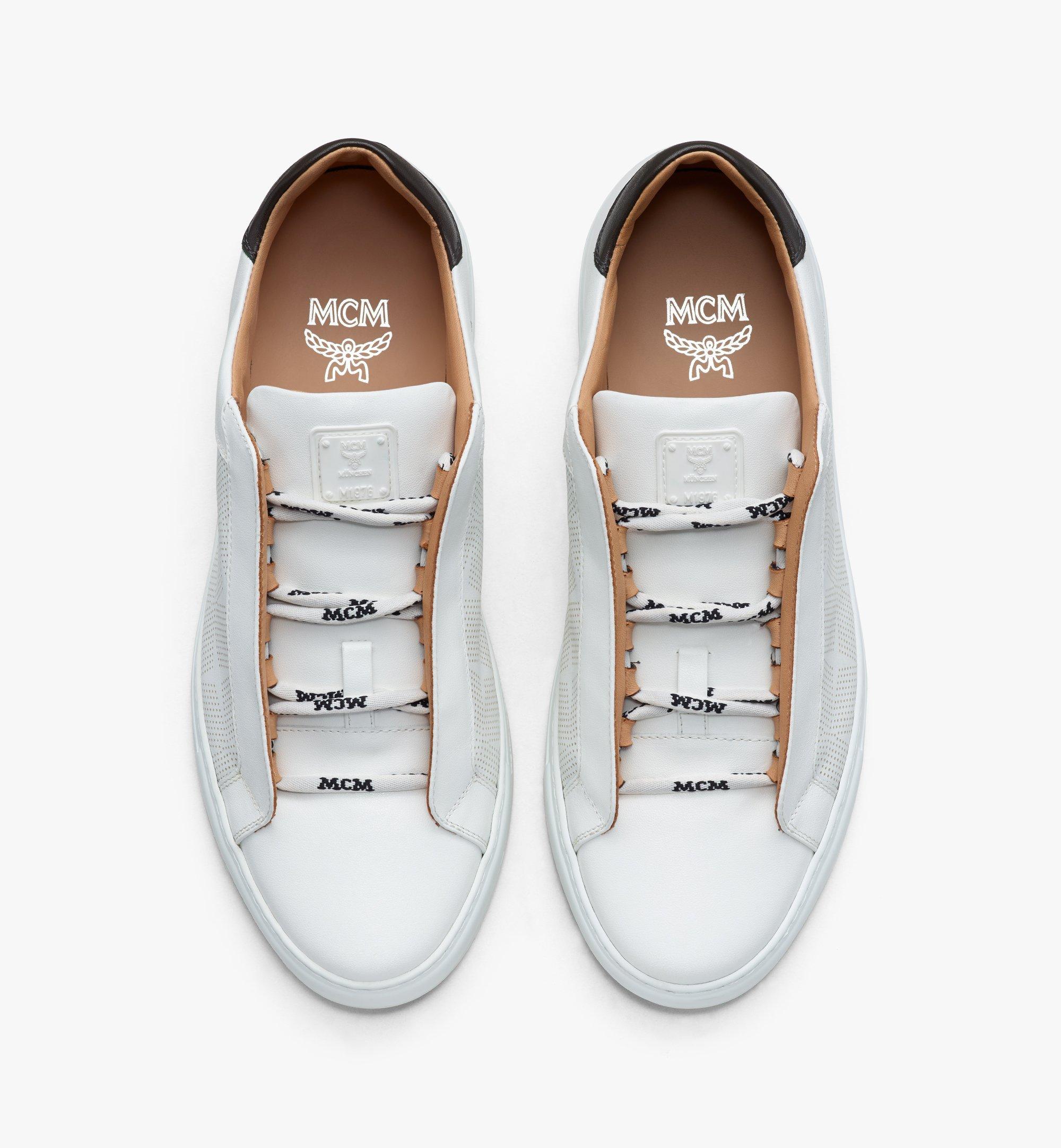 MCM Men's Classic Low-Top Sneakers in Diamond Perforated Leather White MEXASSE05WT042 Alternate View 4
