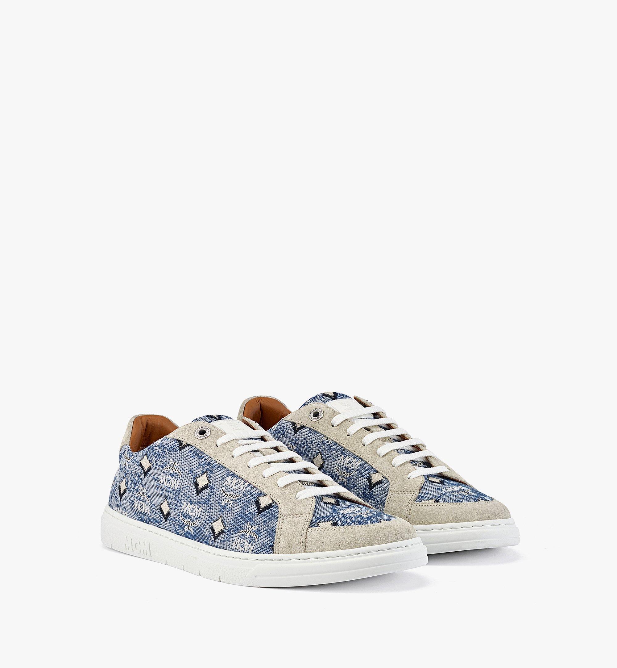 MCM Men’s Terrain Lo Sneakers in Vintage Monogram Jacquard Blue MEXBATQ01LU040 Alternate View 1