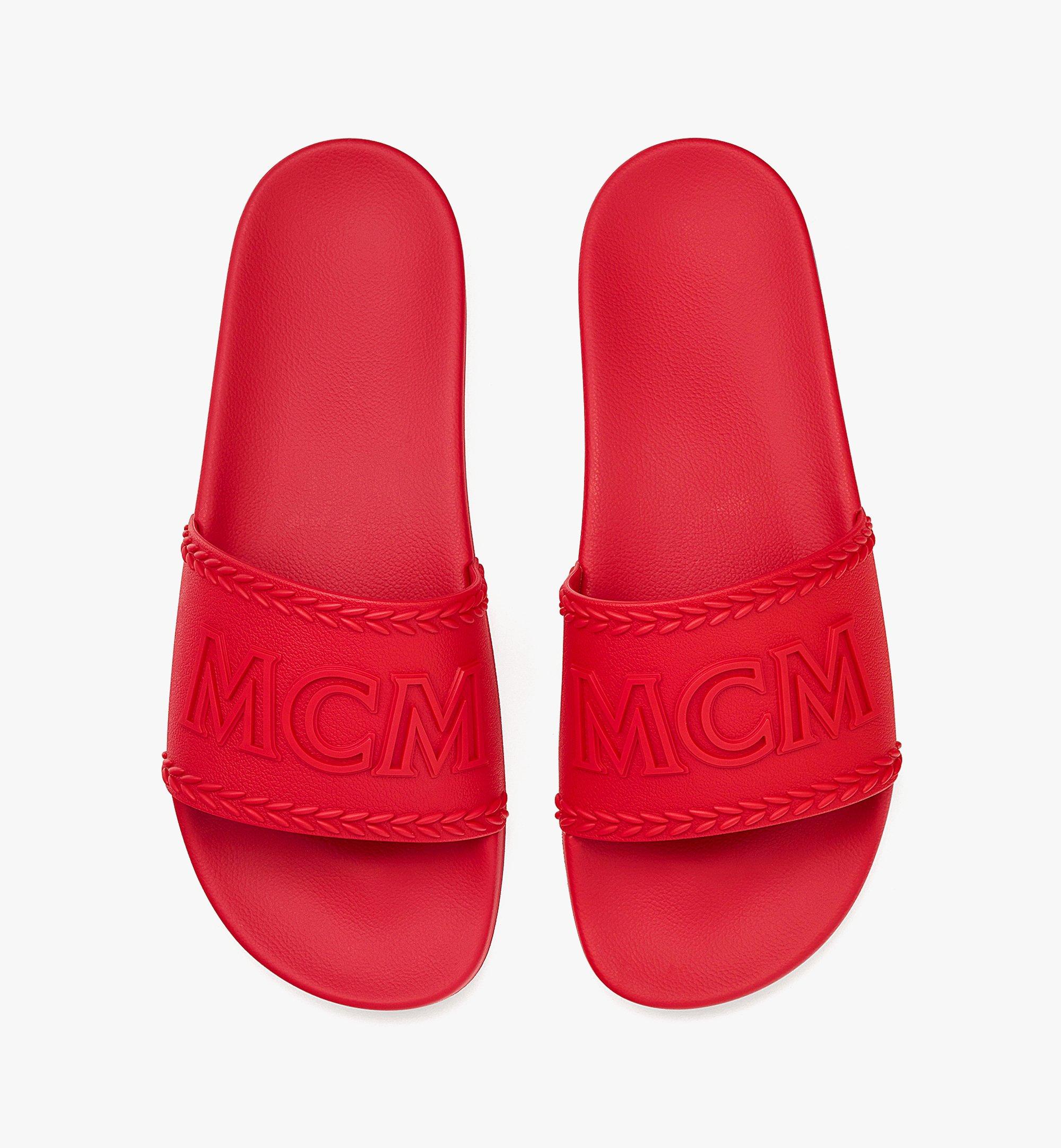 MCM 男士Big Logo橡胶拖鞋 Red MEXBSMM13R0041 更多视角 4