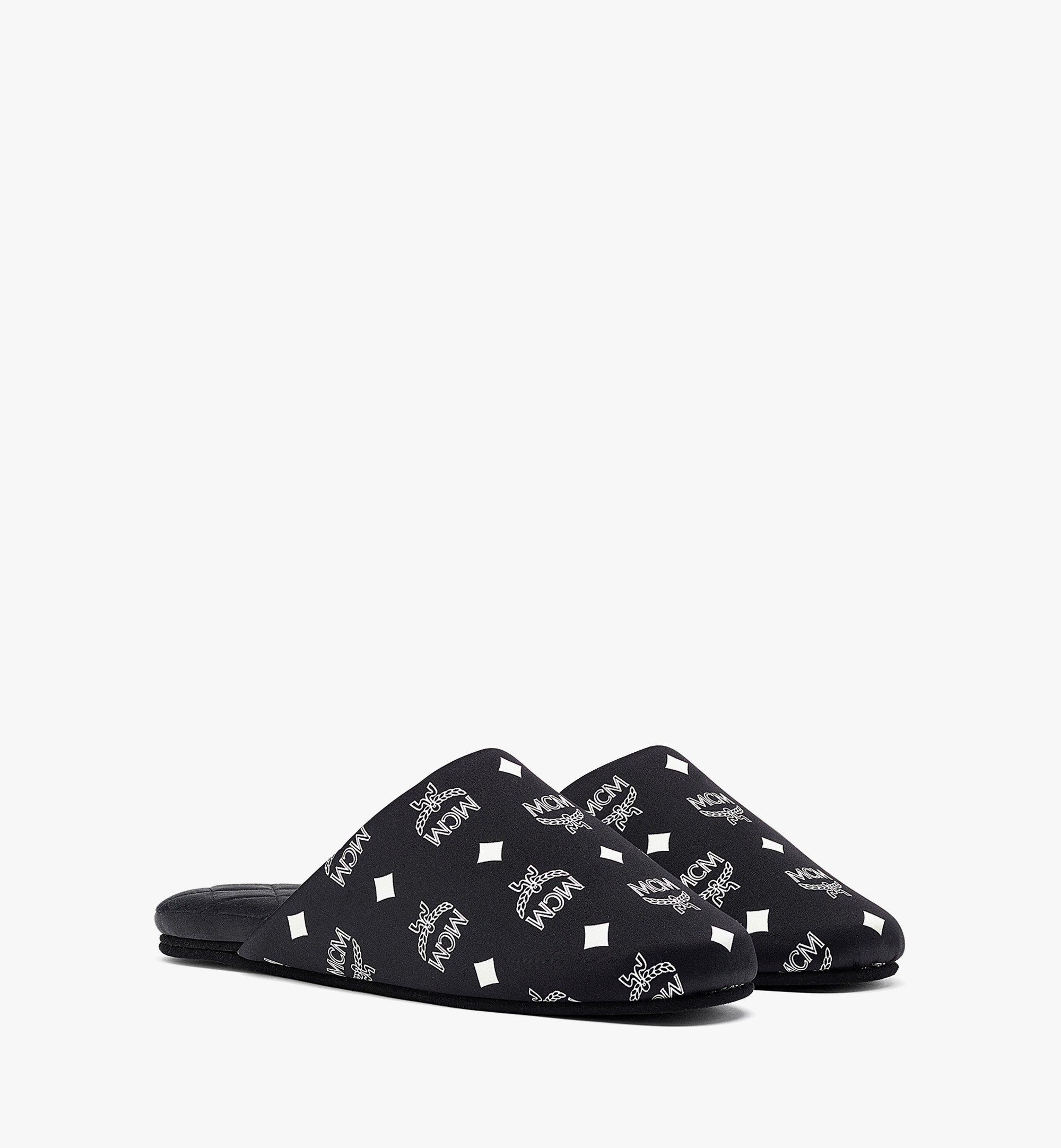 Medium-Large / IT 39.5-40 Monogram Silk Satin Slippers Black | MCM ®US