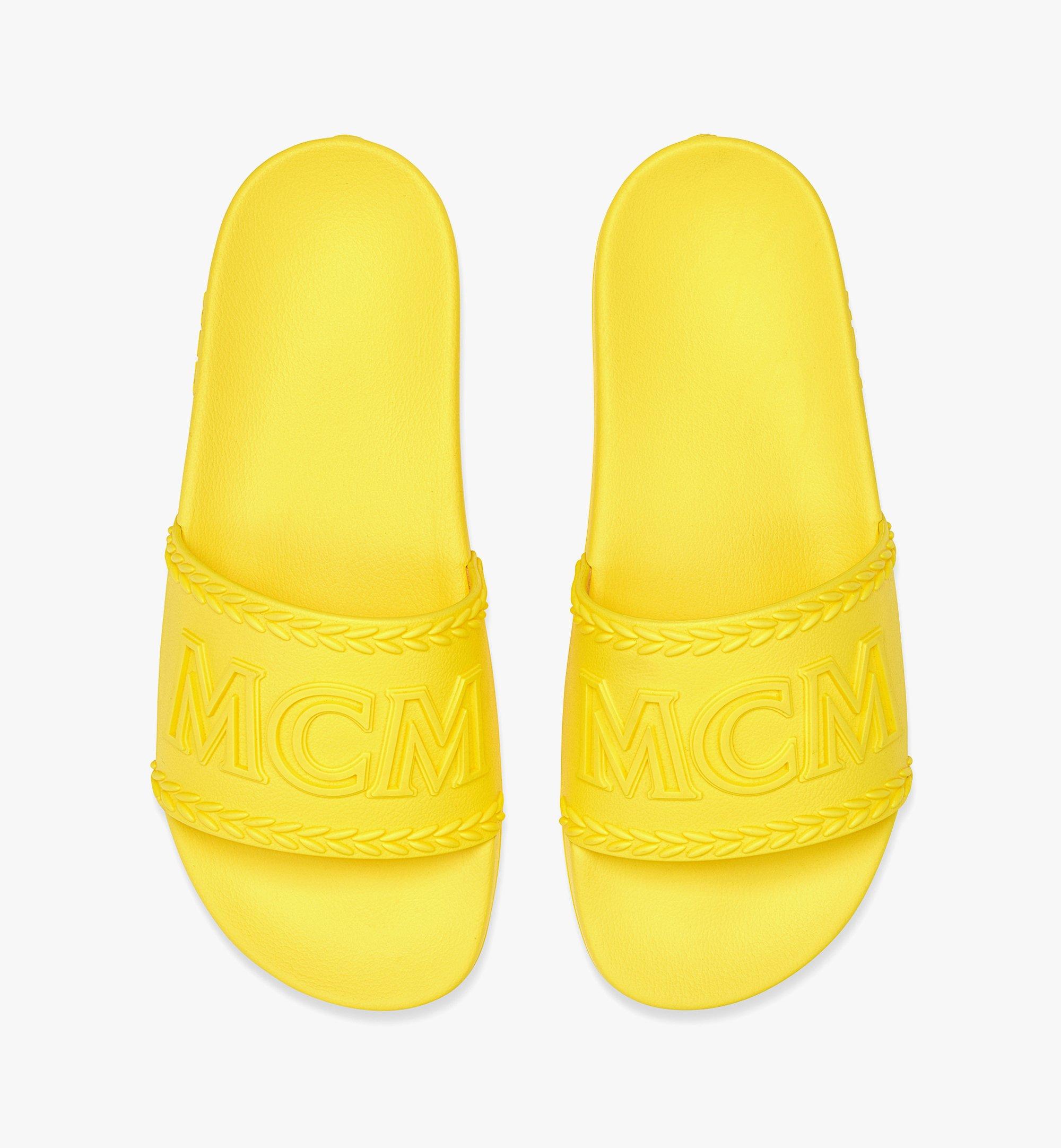 Mcm Big Logo Rubber Slides Lychee Rubber