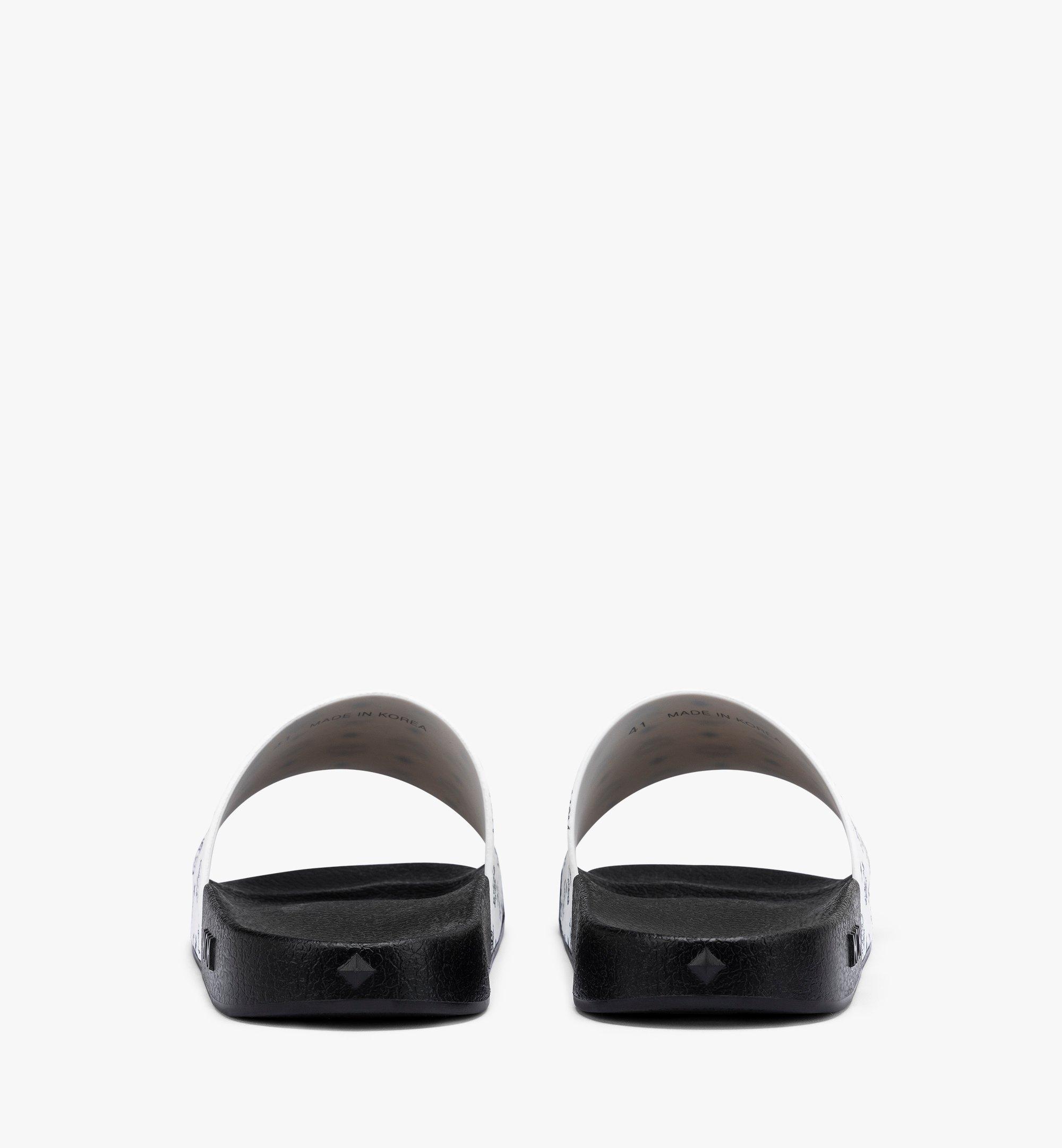 MCM Monogram Print Rubber Slides White MEXCAMM07BK041 Alternate View 2