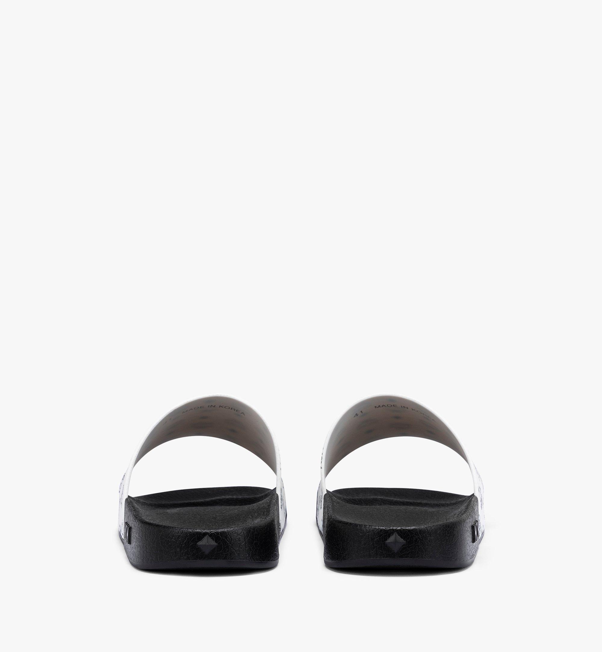 MCM Monogram Print Rubber Slides White MEXCAMM07BK041 Alternate View 3