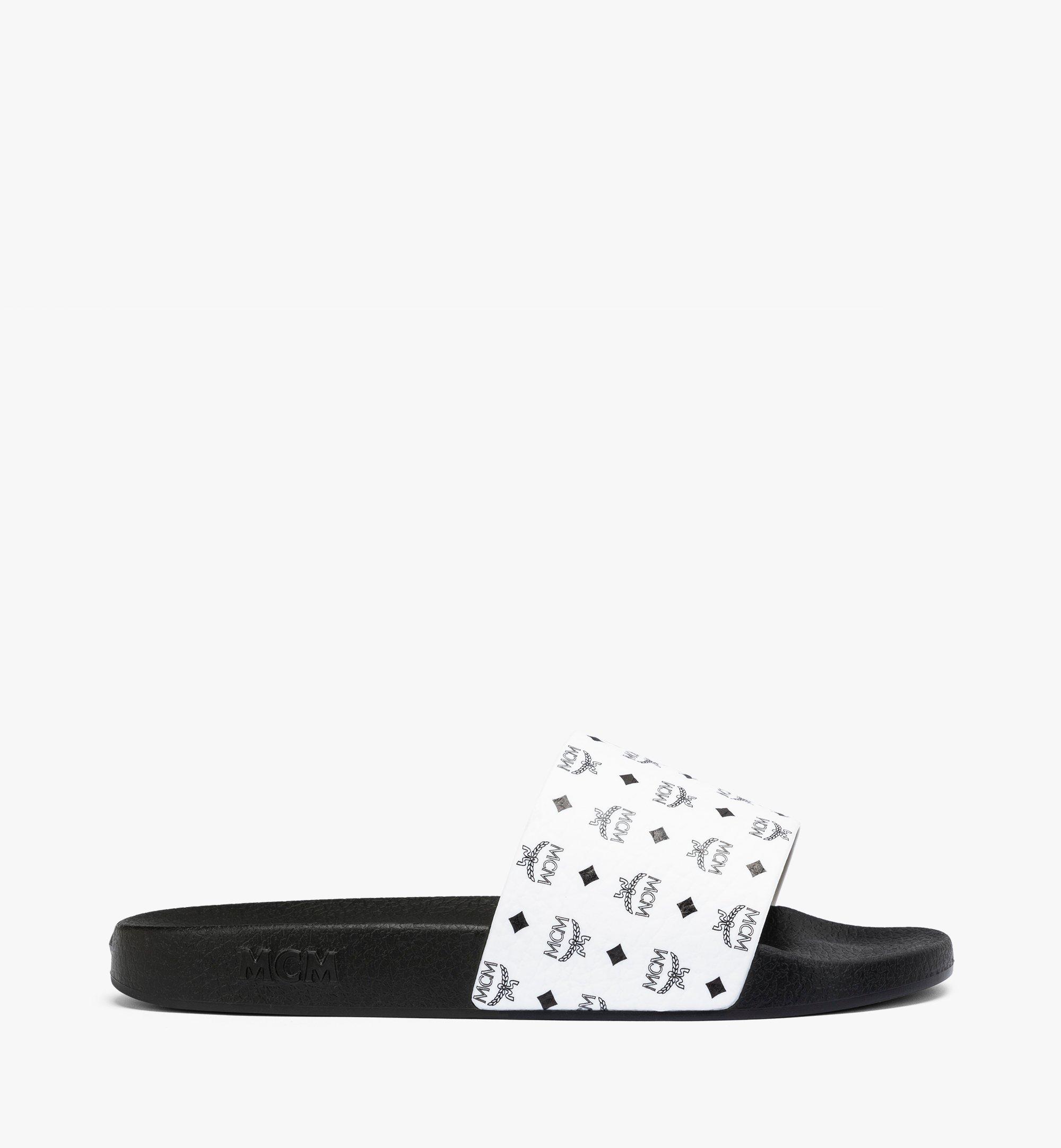 MCM Monogram Print Rubber Slides White MEXCAMM07BK041 Alternate View 4