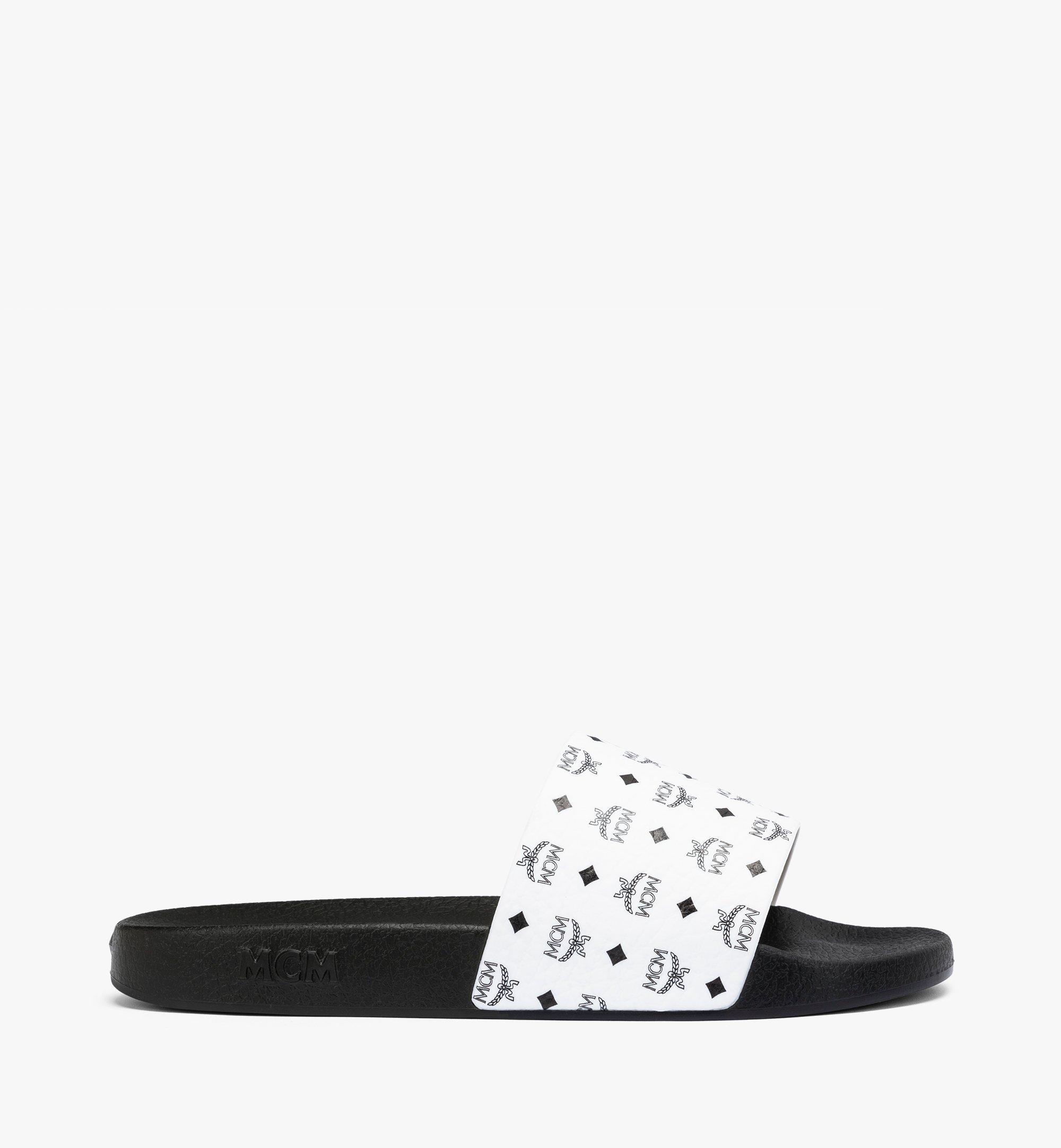 MCM Monogram Print Rubber Slides White MEXCAMM07BK044 Alternate View 4