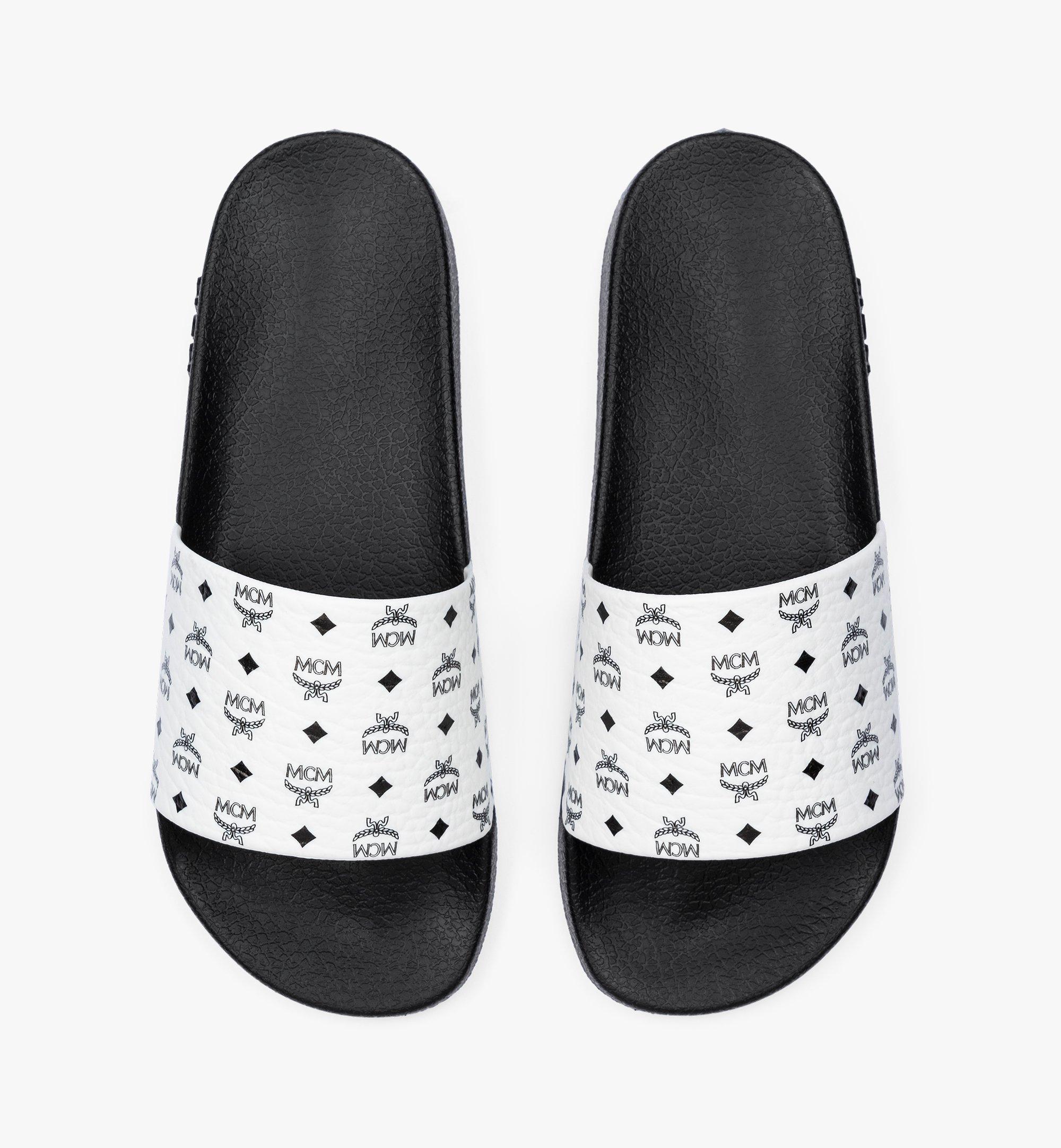 Mcm monogram-print Open-Toe Slides - White