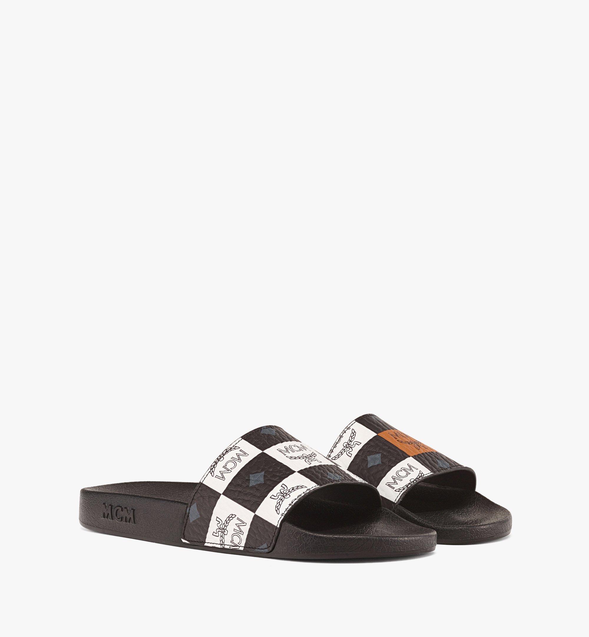 MCM Checkerboard Visetos Slides Black MEXCAMM10BW042 Alternate View 1