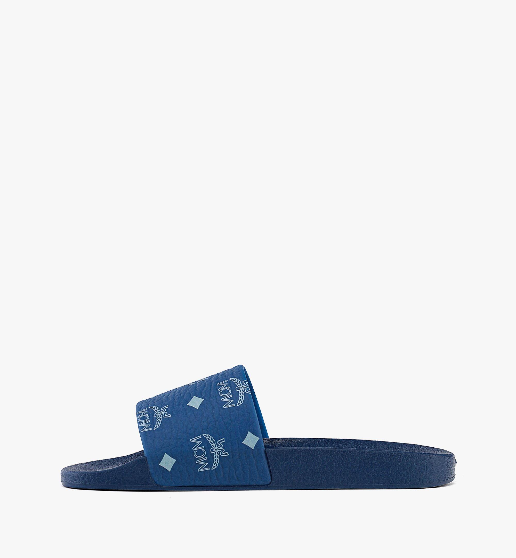 MCM Monogram Print Rubber Slides Blue MEXCAMM171F046 Plus de photos 1