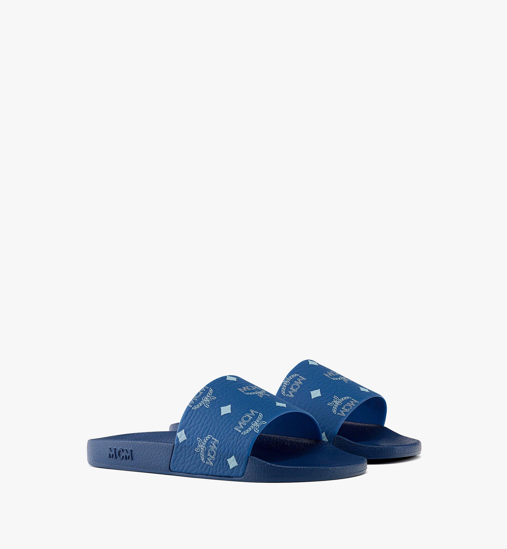 Mamページ 47 IT / M Monogram Print Rubber Slides Blue | MCM ®US