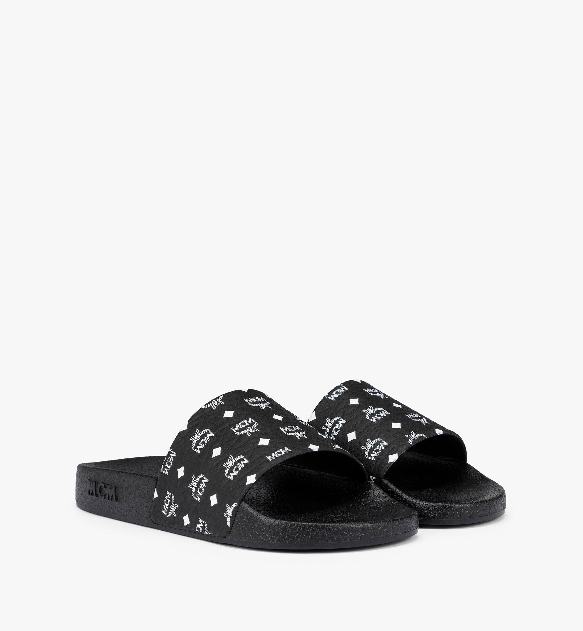 41 IT / M Monogram Print Rubber Slides Black | MCM ®US