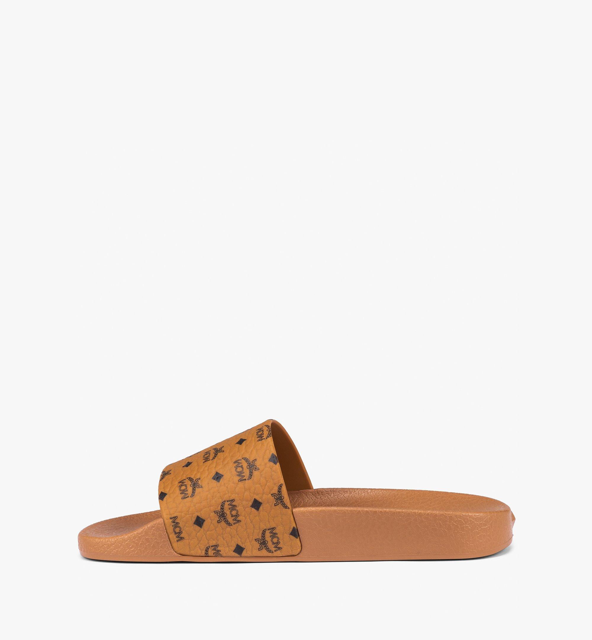 MCM Monogram Print Rubber Slides Cognac MEXCAMM17CO041 Alternate View 2