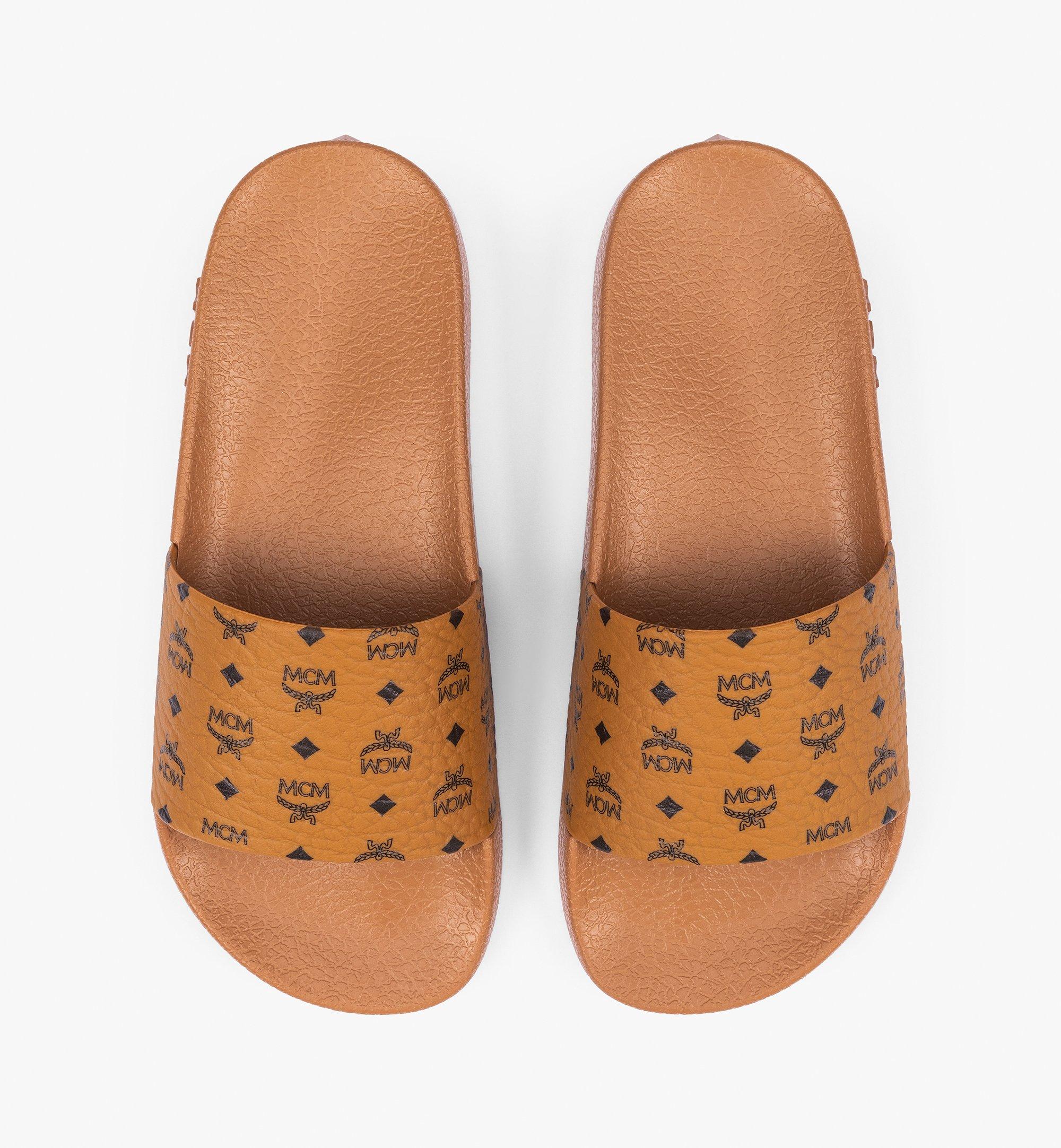 MCM Monogram Print Rubber Slides Cognac MEXCAMM17CO041 Alternate View 4