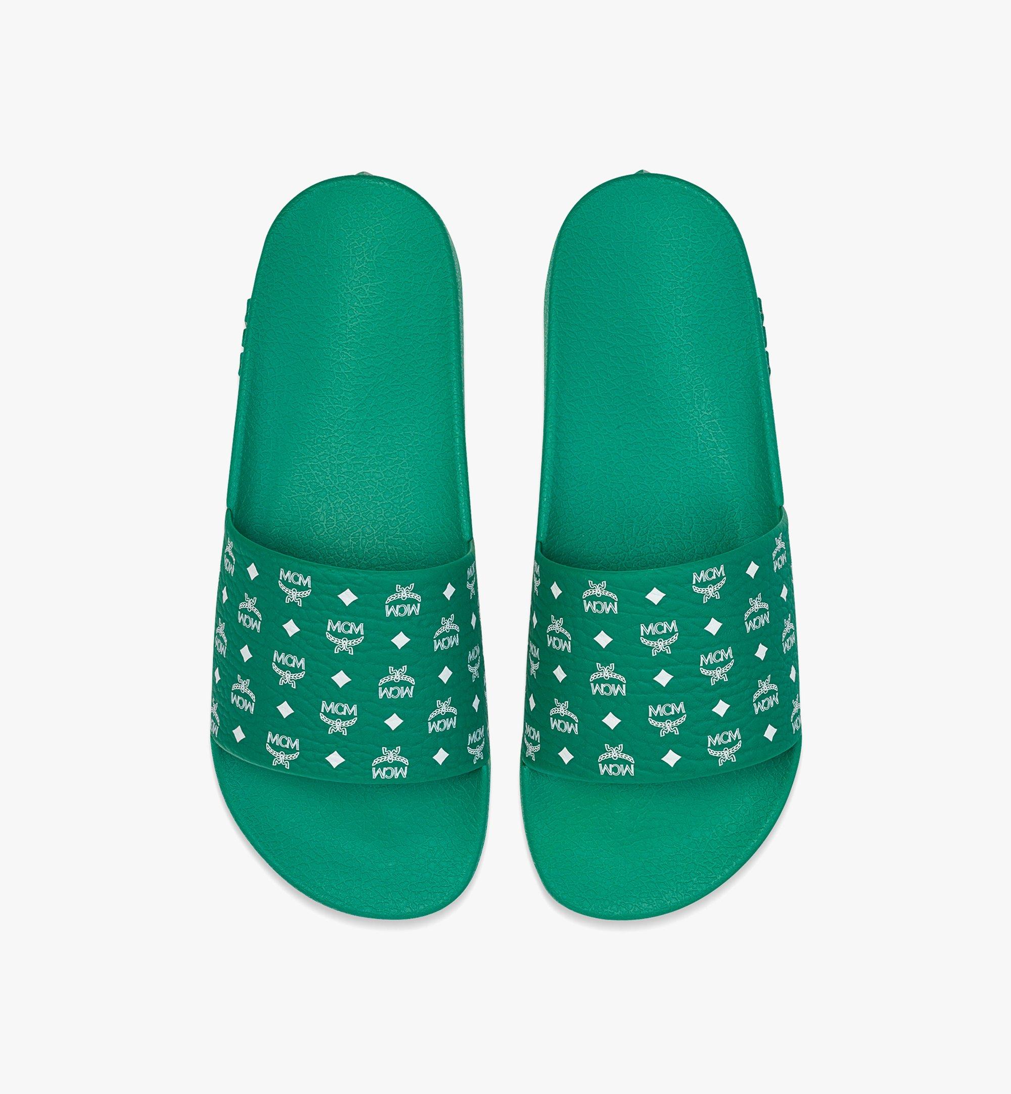 43 IT M Monogram Print Rubber Slides Green MCM DE