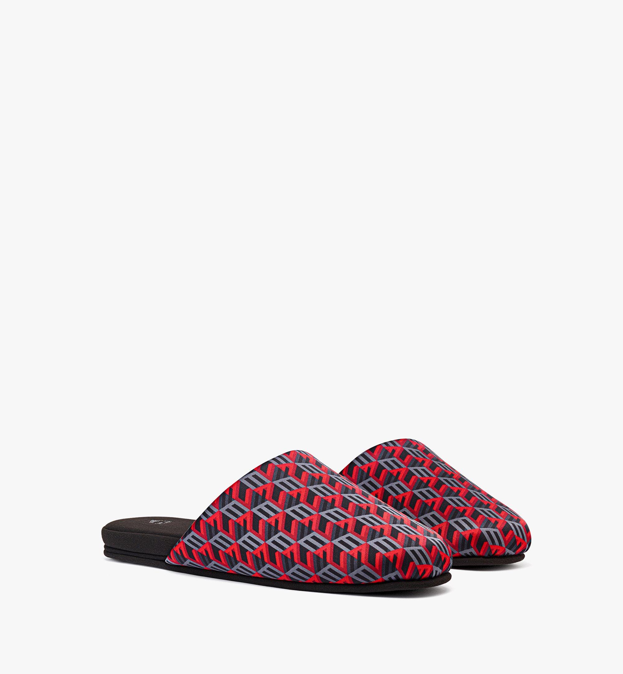 MCM House Slippers in Holiday Cubic Monogram Jacquard Red MEXCSCK11R000M Alternate View 1