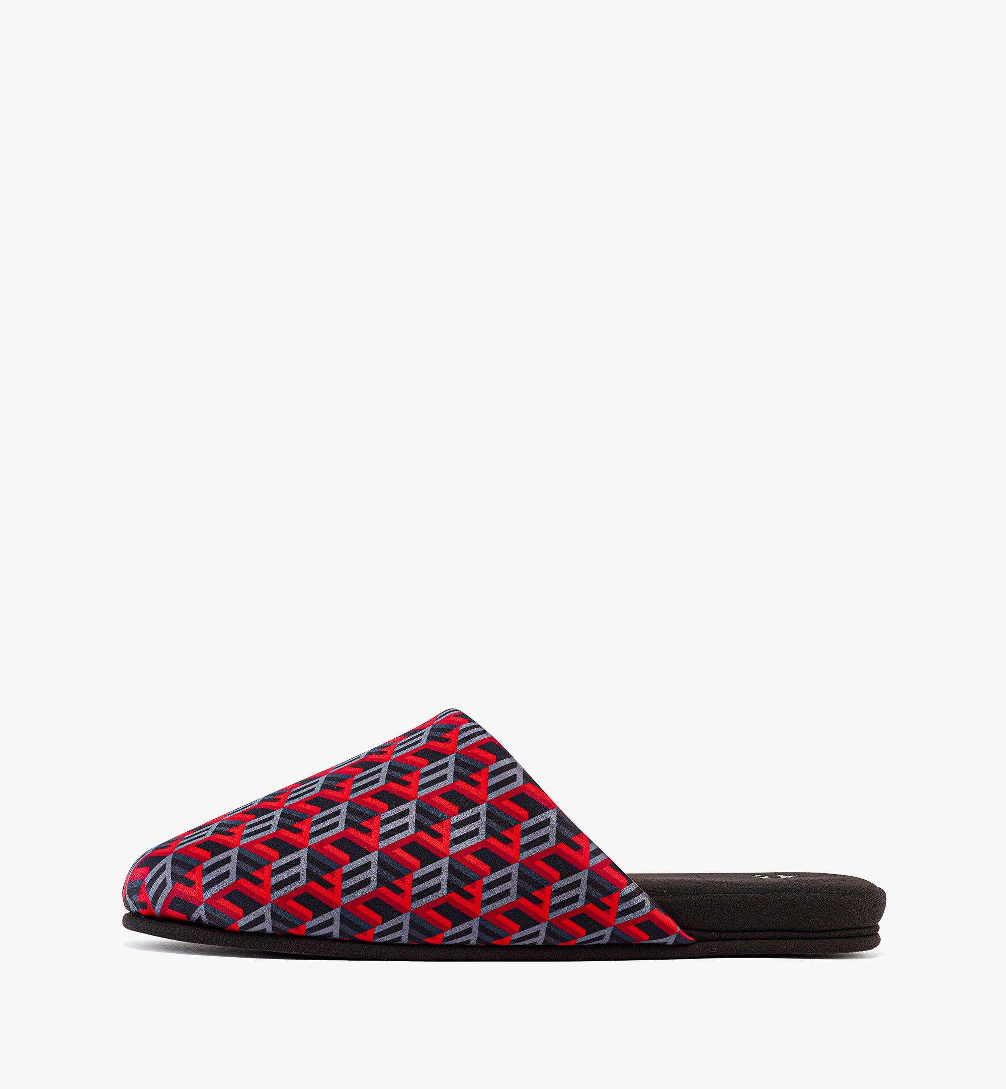 MCM House Slippers in Holiday Cubic Monogram Jacquard Red MEXCSCK11R000M Alternate View 1