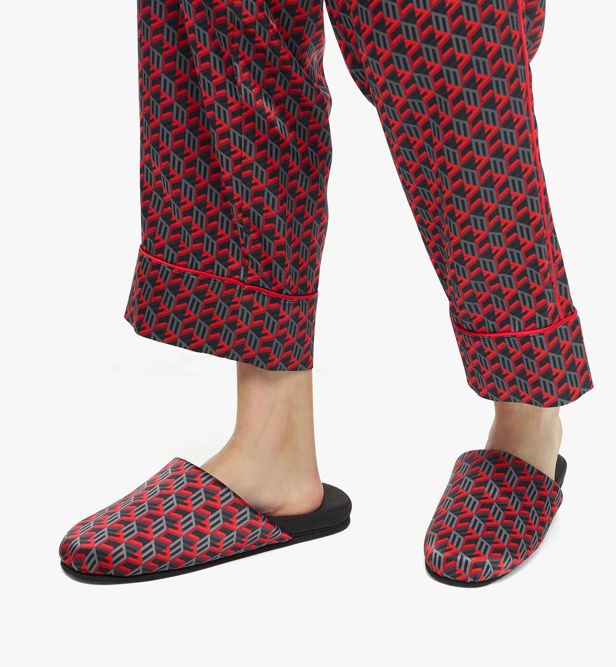 MCM House Slippers in Holiday Cubic Monogram Jacquard Red MEXCSCK11R000M Alternate View 2