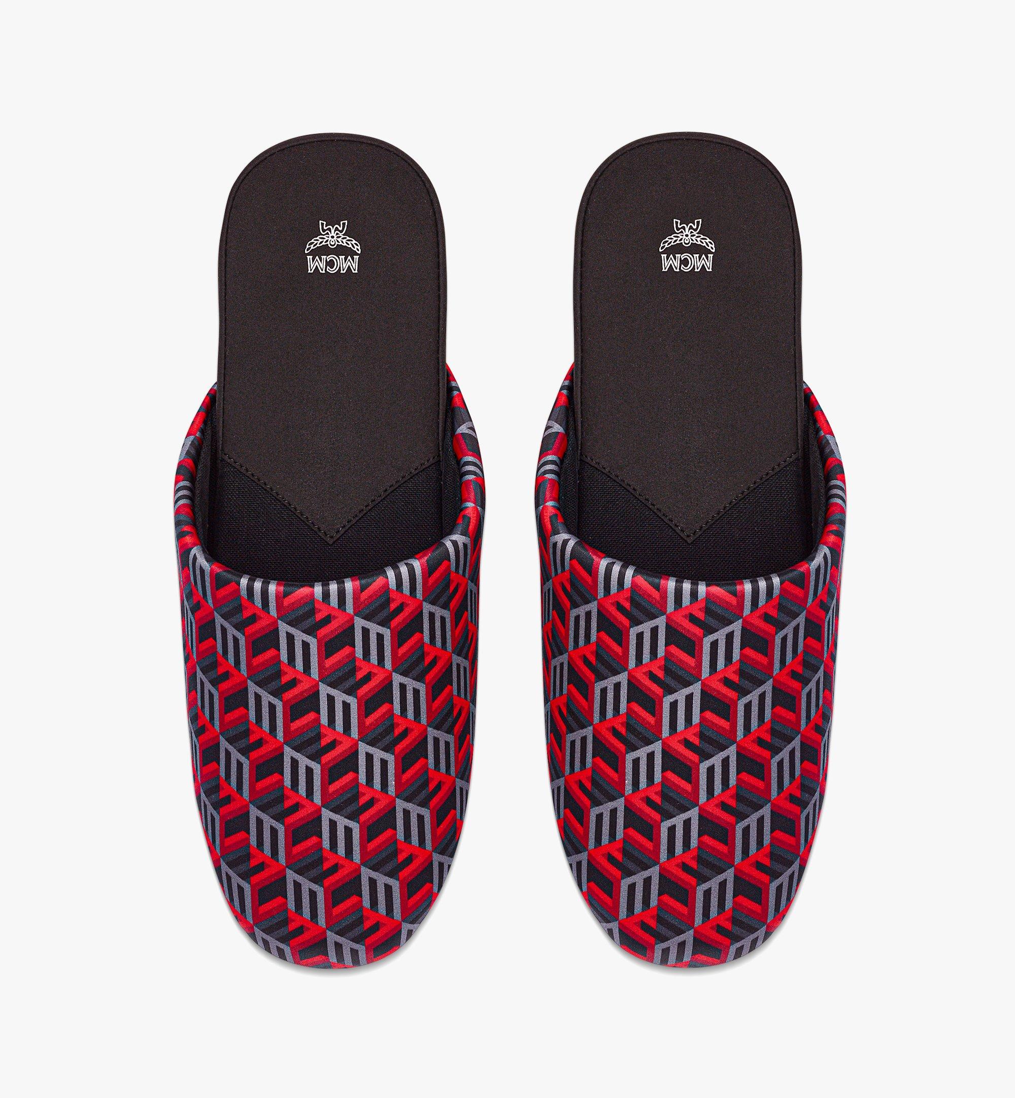 MCM House Slippers in Holiday Cubic Monogram Jacquard Red MEXCSCK11R000S Alternate View 4