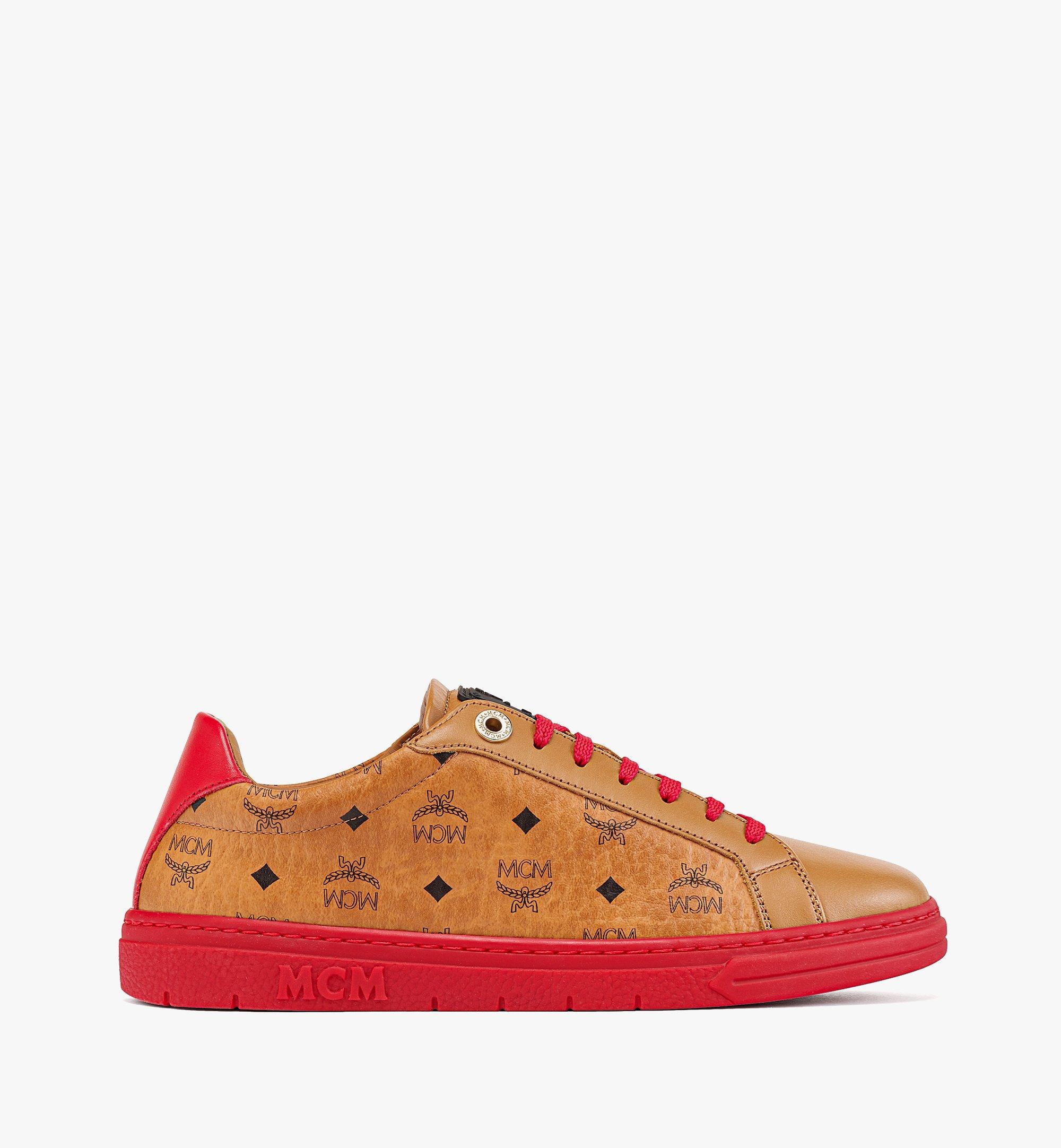 MCM Color Block Terrain Lo Sneakers in Visetos Red MEXCSMM02R0046 Alternate View 3
