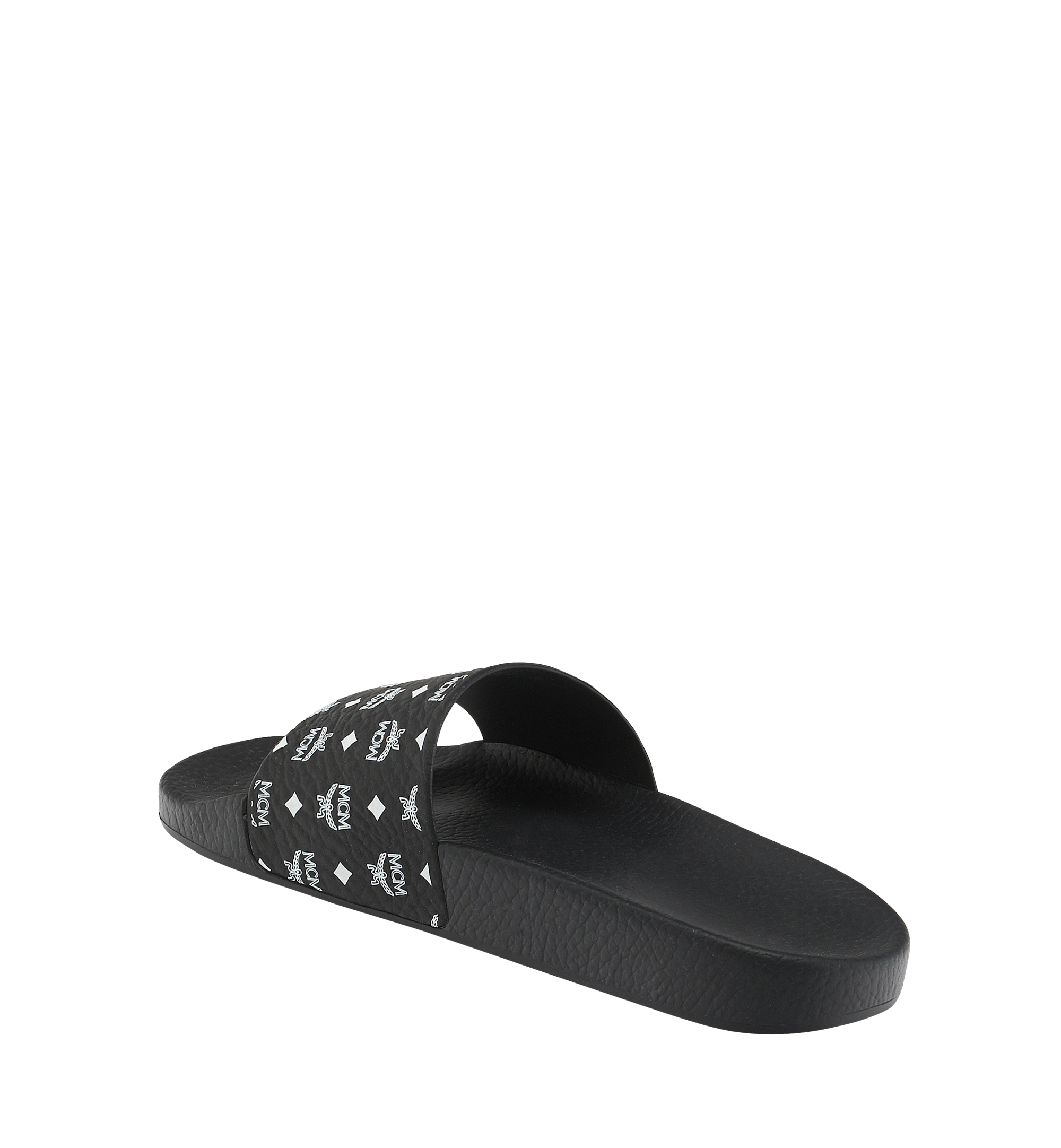 MCM Monogram Print Rubber Slides Black MEXCSMM22BK041 Alternate View 2