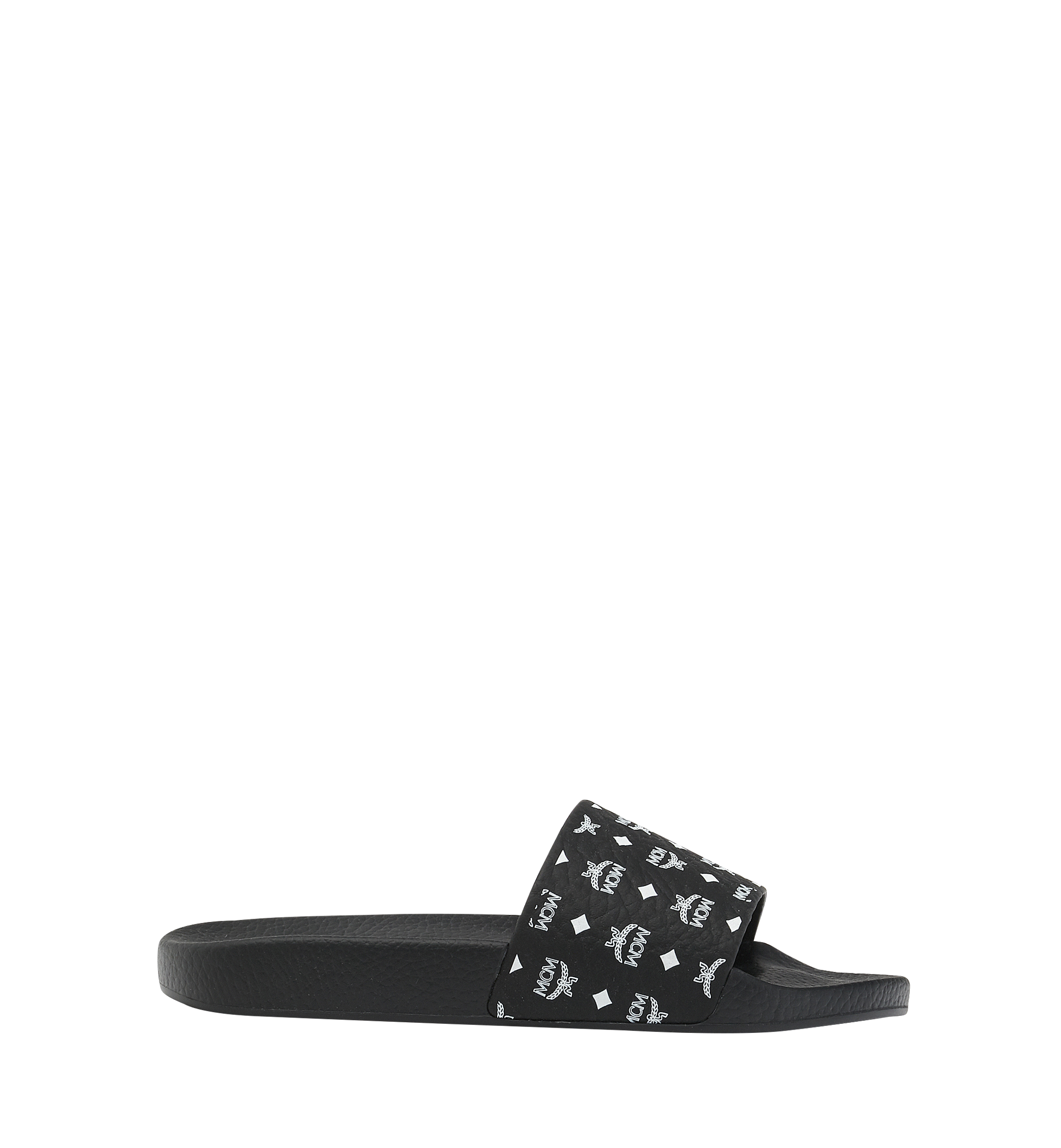 MCM Monogram Print Rubber Slides Black MEXCSMM22BK043 Alternate View 1