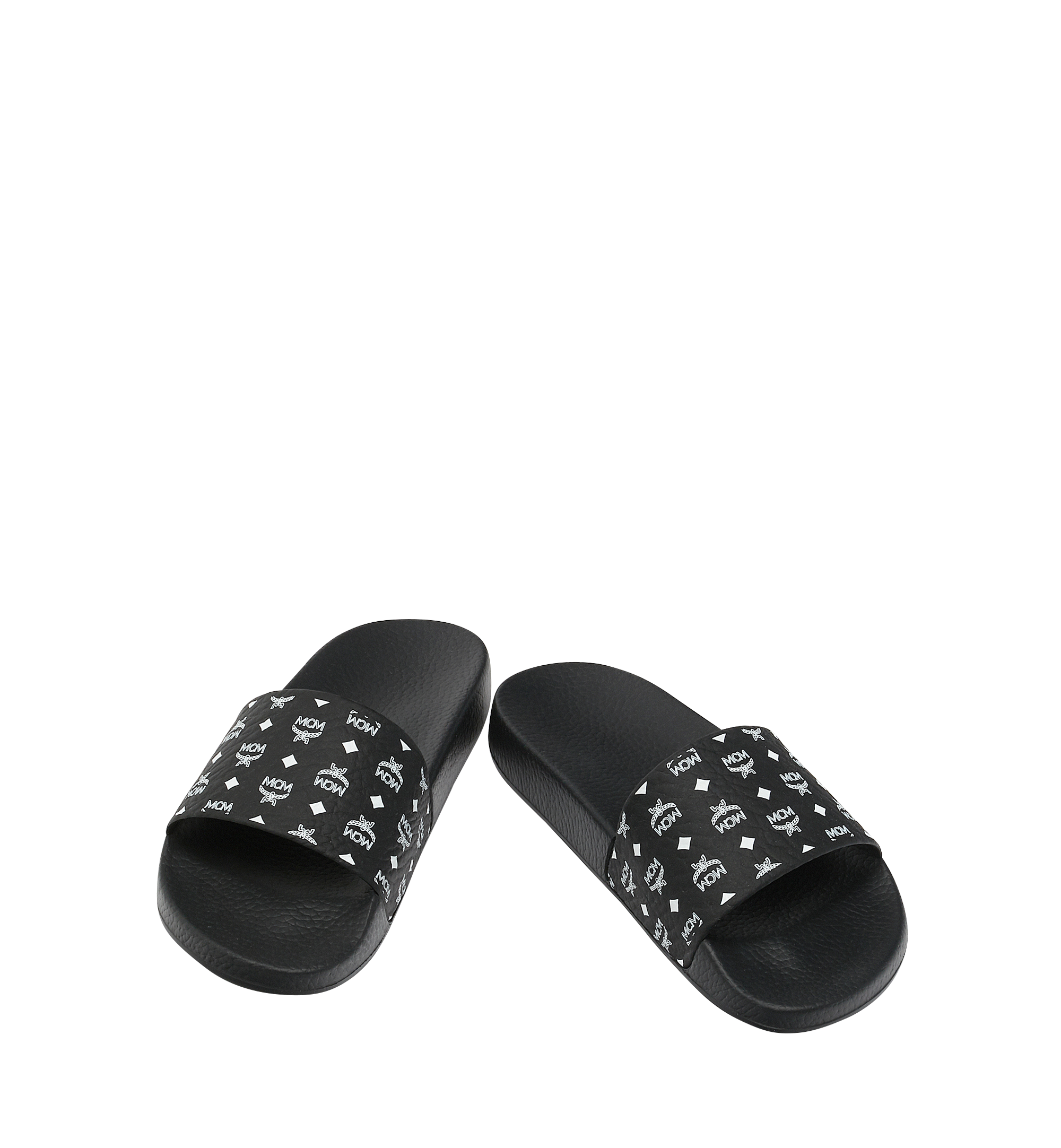 MCM Monogram Print Rubber Slides Black MEXCSMM22BK043 Alternate View 3