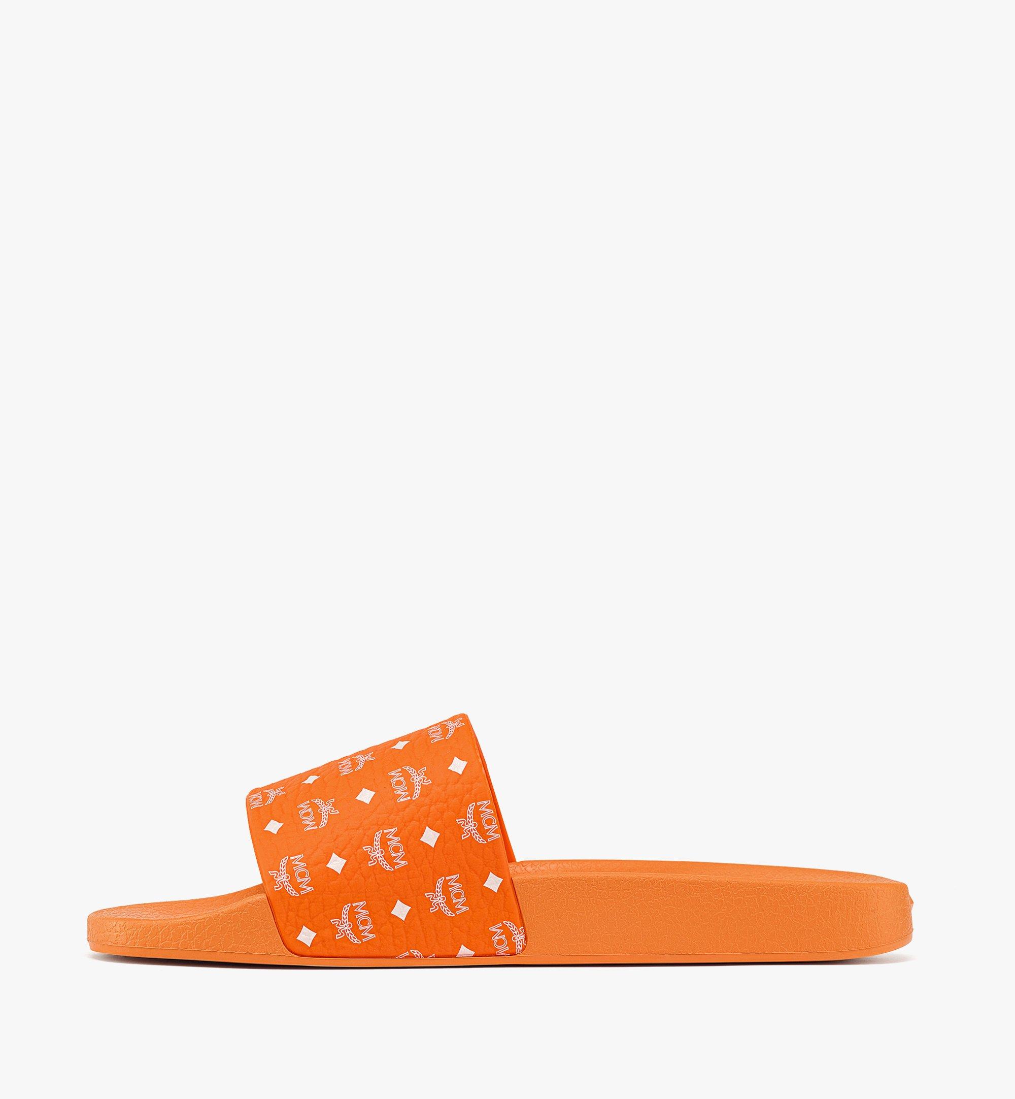 MCM Men’s Monogram Print Rubber Slides Orange MEXCSMM22OR043 Alternate View 1