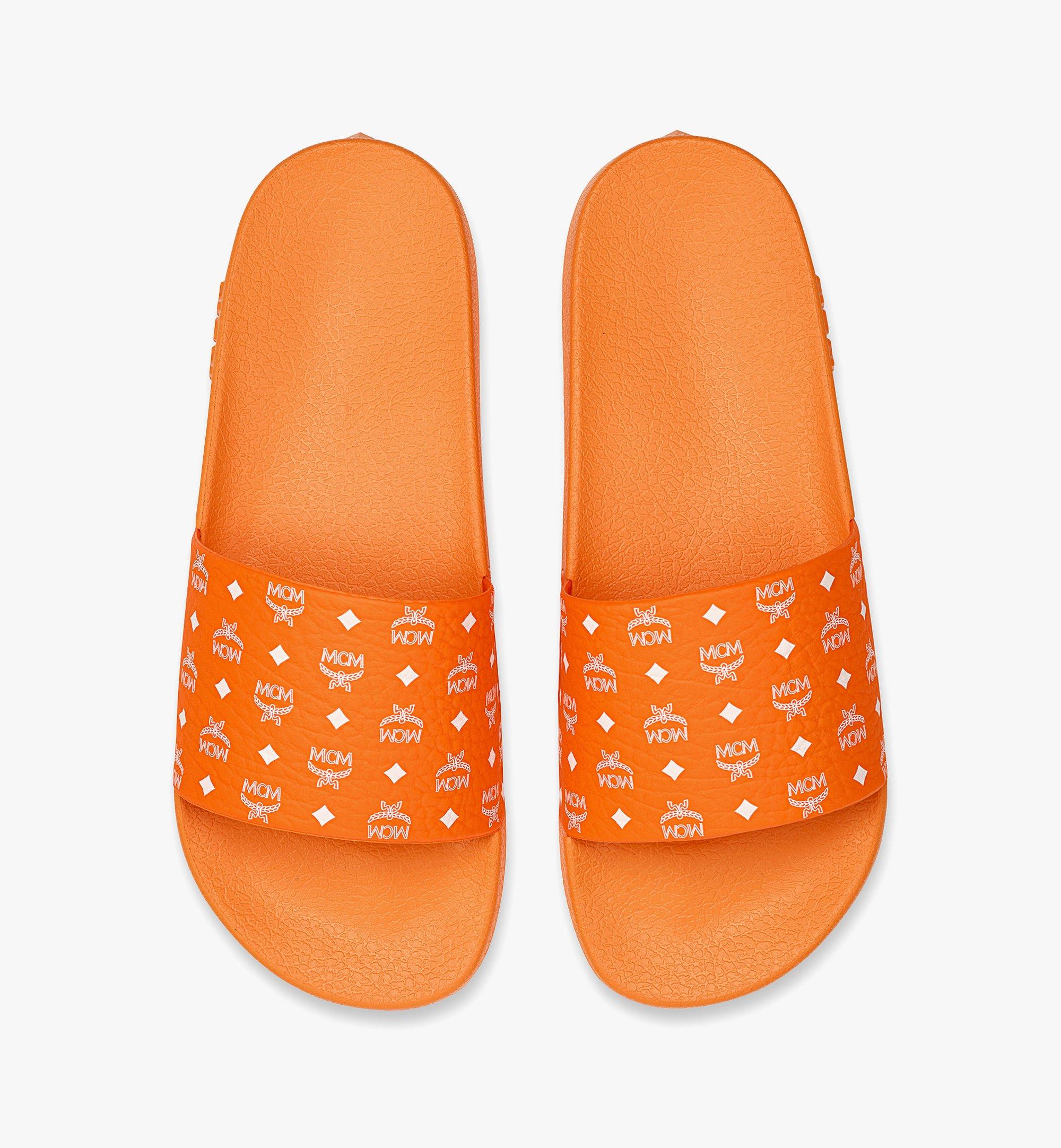 43 IT Men s Monogram Print Rubber Slides Orange MCM CN