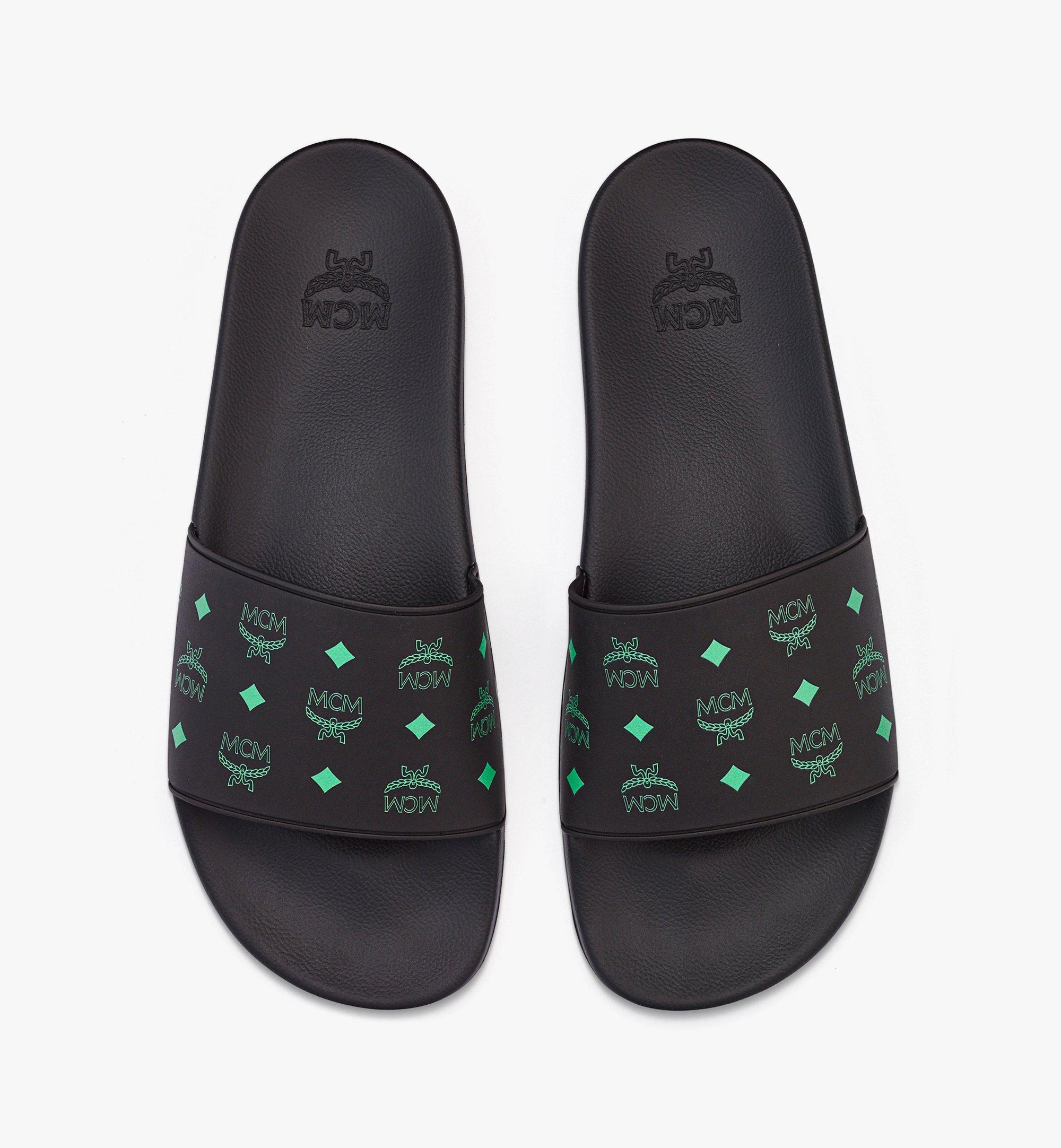 MCM Men’s Color Splash Monogram Print Rubber Slides Green MEXCSSX01JW042 Alternate View 4