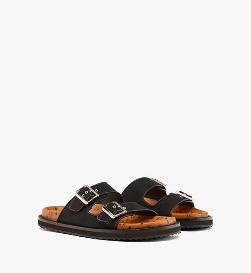Sandals in Linen Leather Mix