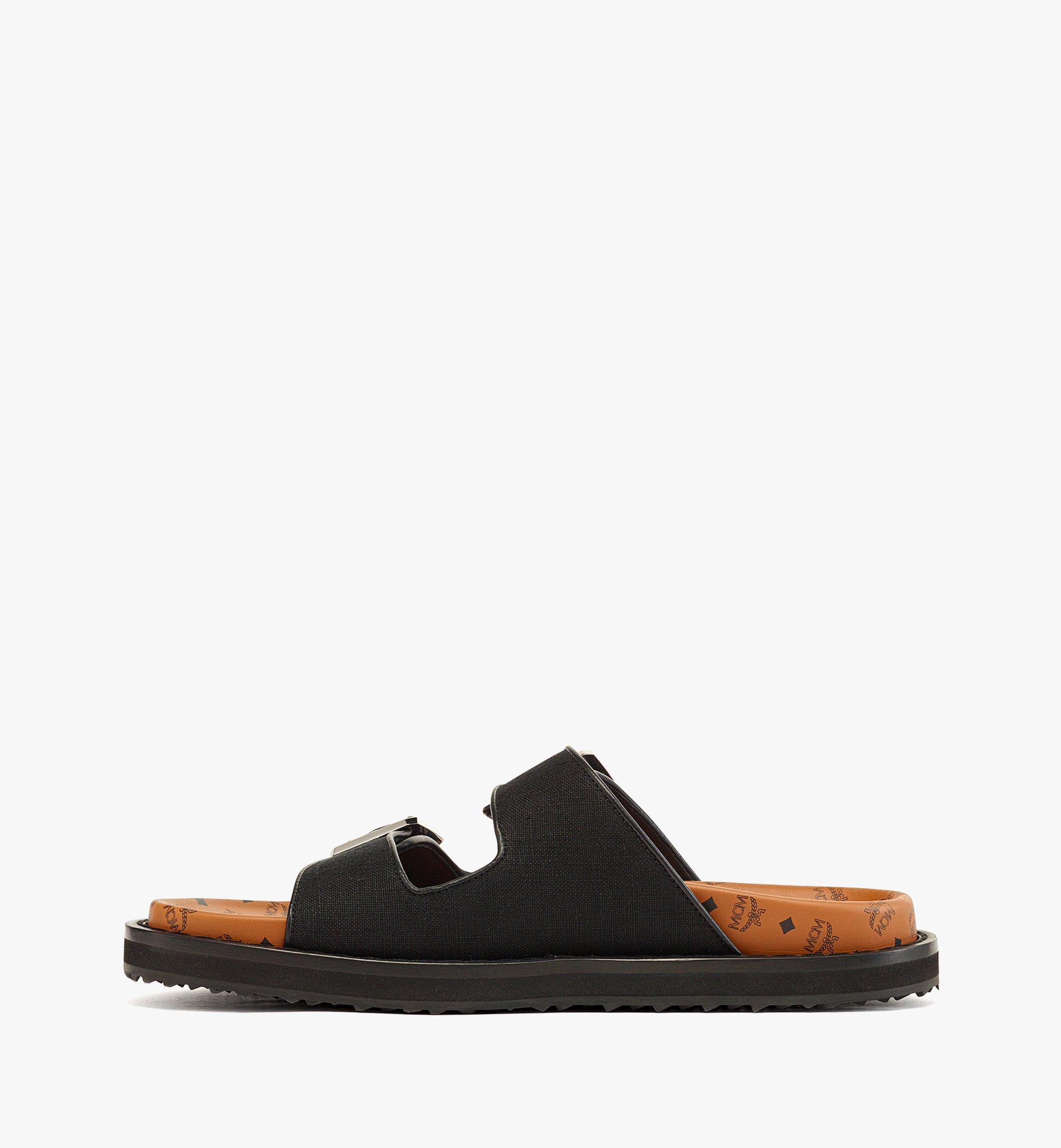 42 IT Sandals in Linen Leather Mix Black | MCM ®JP