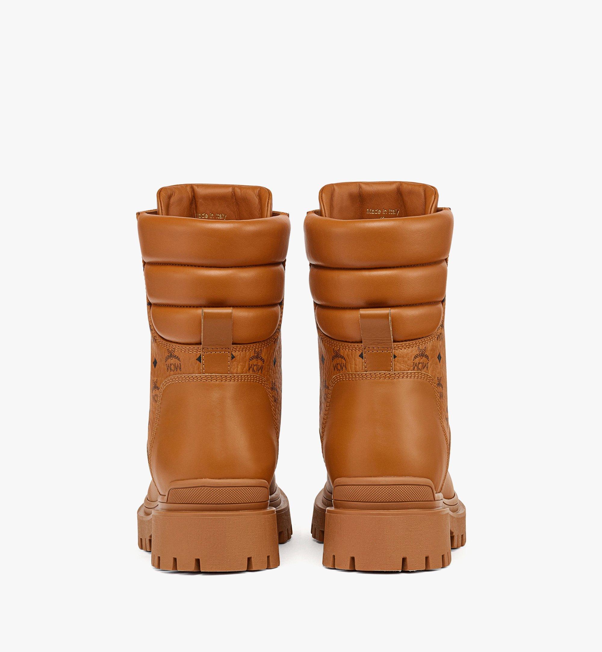 MCM Bottines en Visetos et cuir de veau Cognac MEXDAMM07CO044 Plus de photos 2