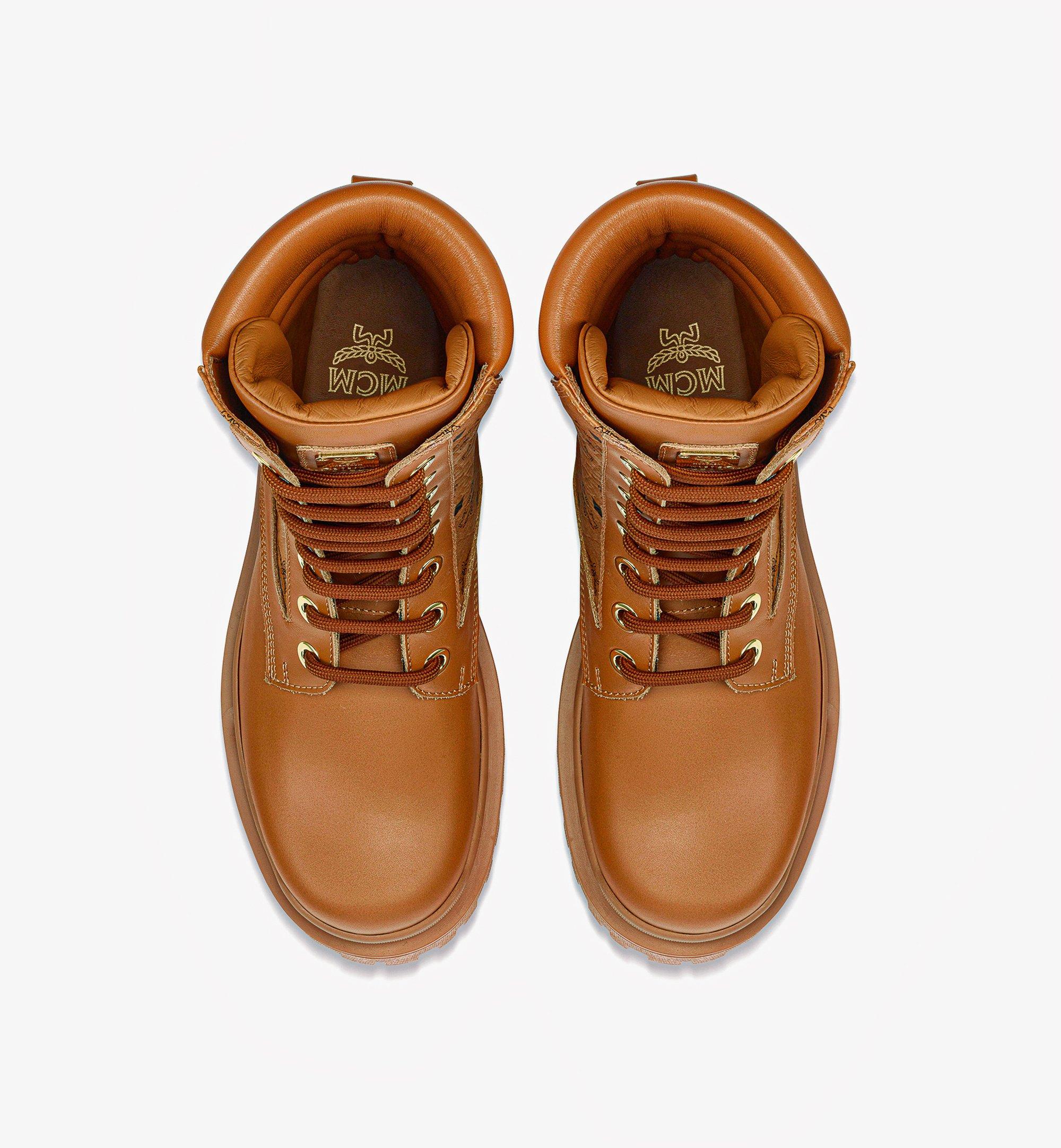 MCM Bottines en Visetos et cuir de veau Cognac MEXDAMM07CO044 Plus de photos 4