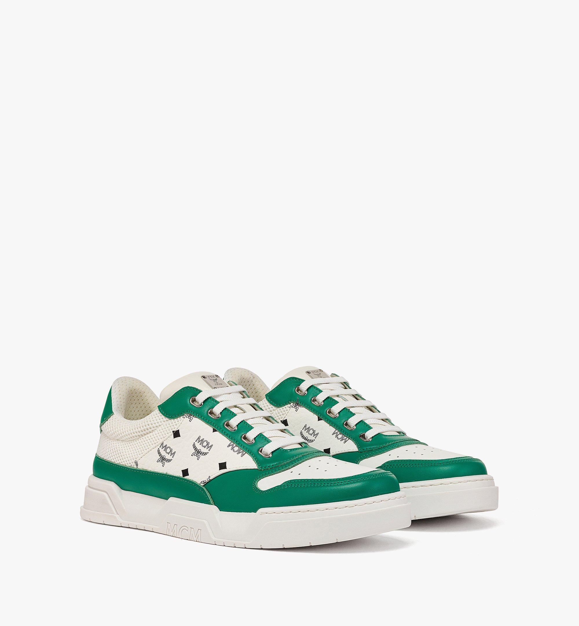 Mcm Skyward Low-top Sneakers In Visetos In Bosphorus