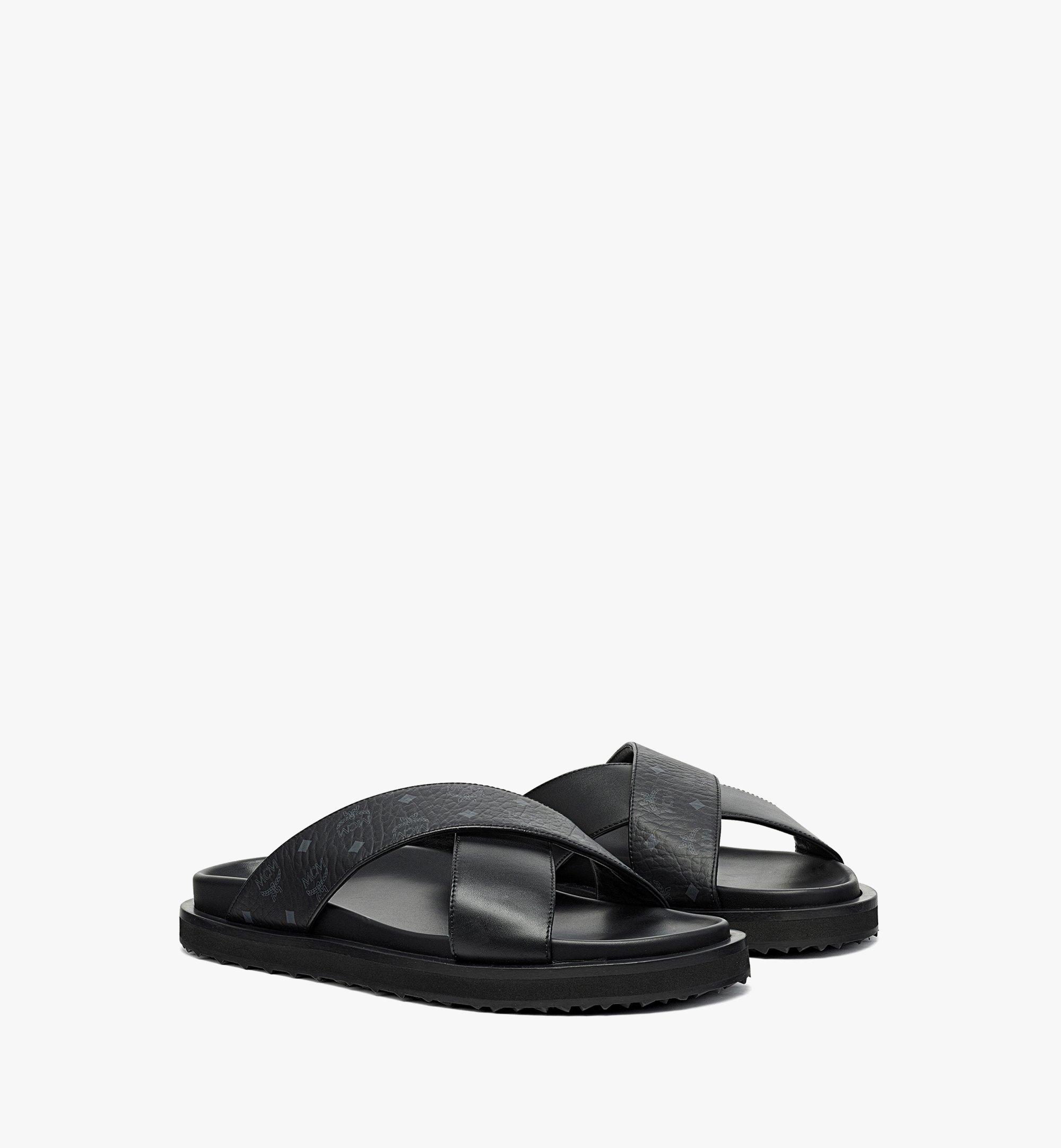 41 IT Sandals in Visetos Leather Mix Black | MCM ®US