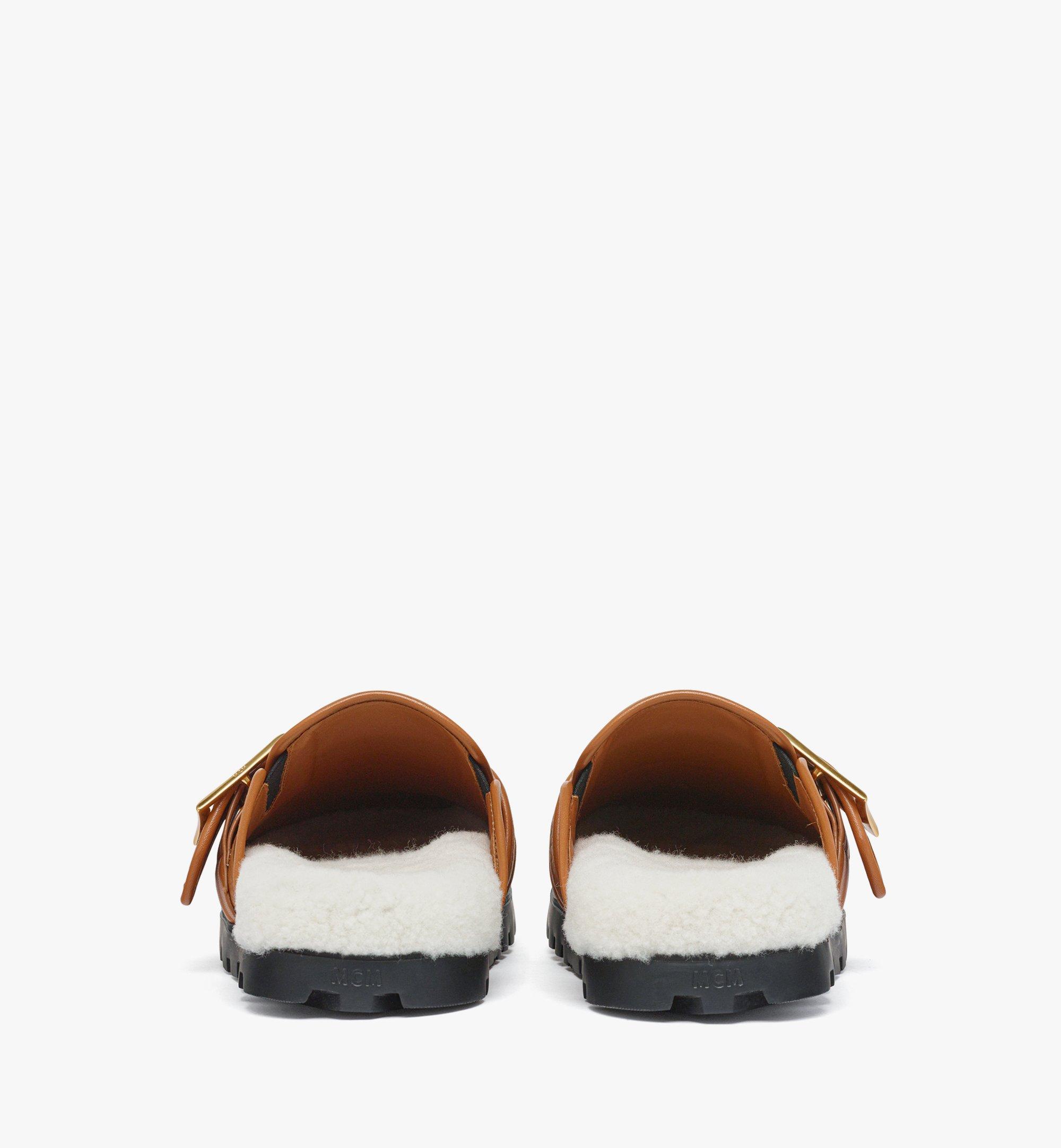 MCM Flat Mule in Visetos and Shearling Cognac MEXEAMM08CO044 Alternate View 2
