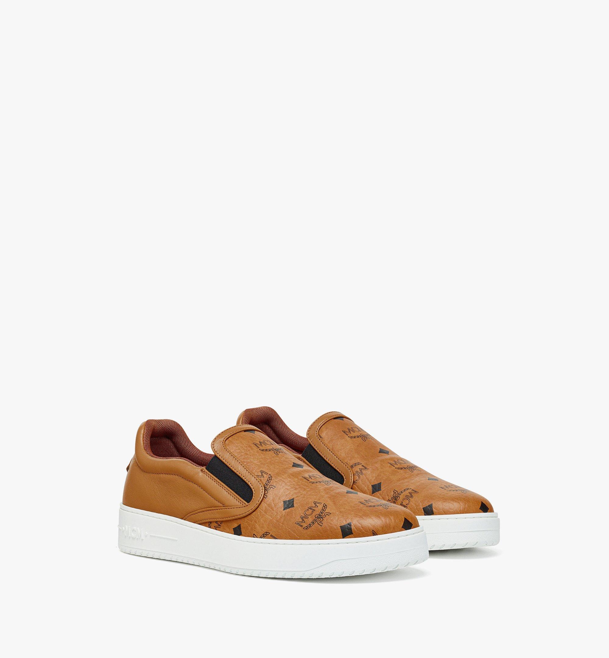 MCM Neo Terrain Slip-On Sneakers in Visetos Leather Mix Cognac MEXESAJ01CO042 Alternate View 1