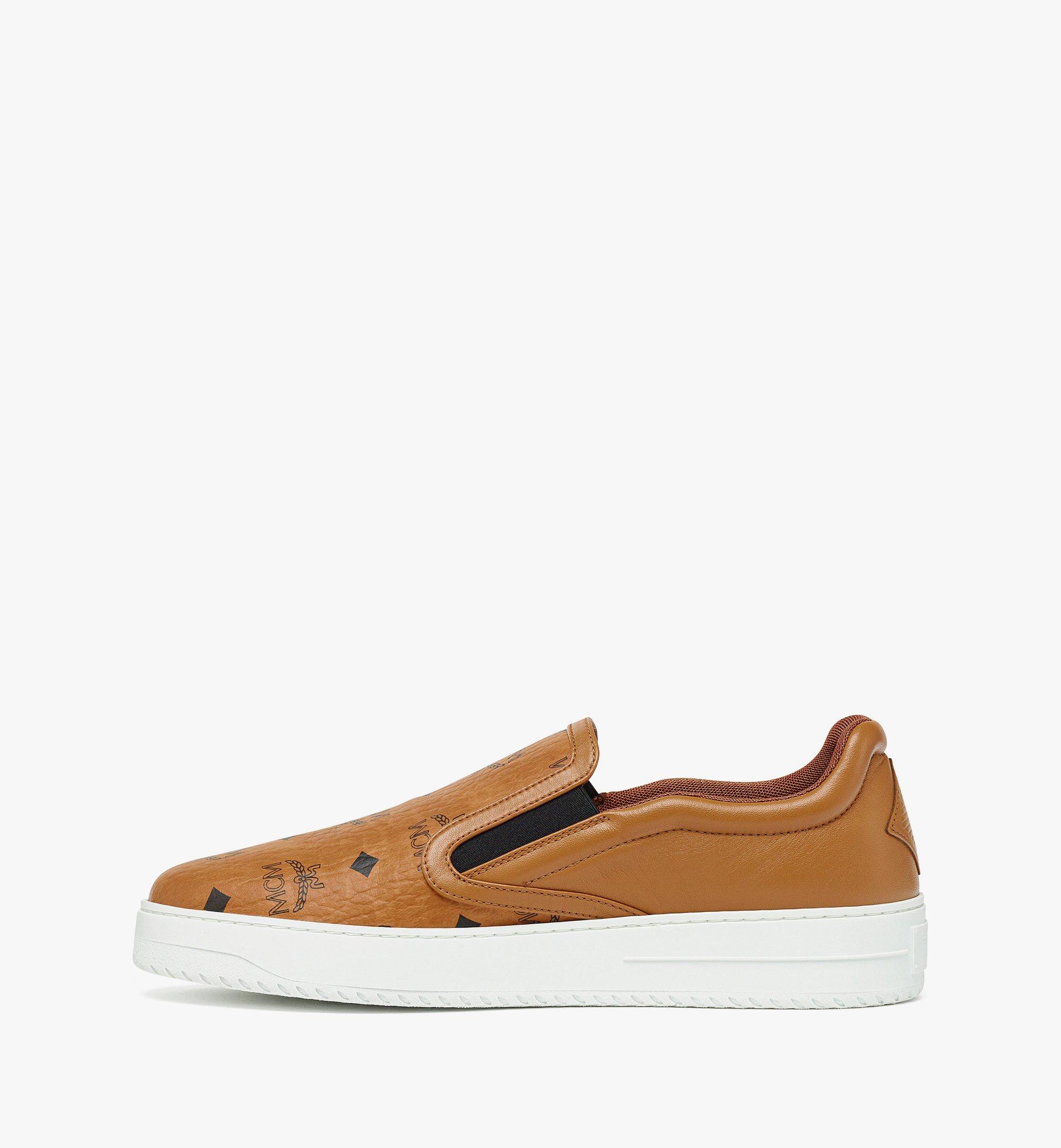 MCM Neo Terrain Slip-On Sneakers in Visetos Leather Mix Cognac MEXESAJ01CO042 Alternate View 1