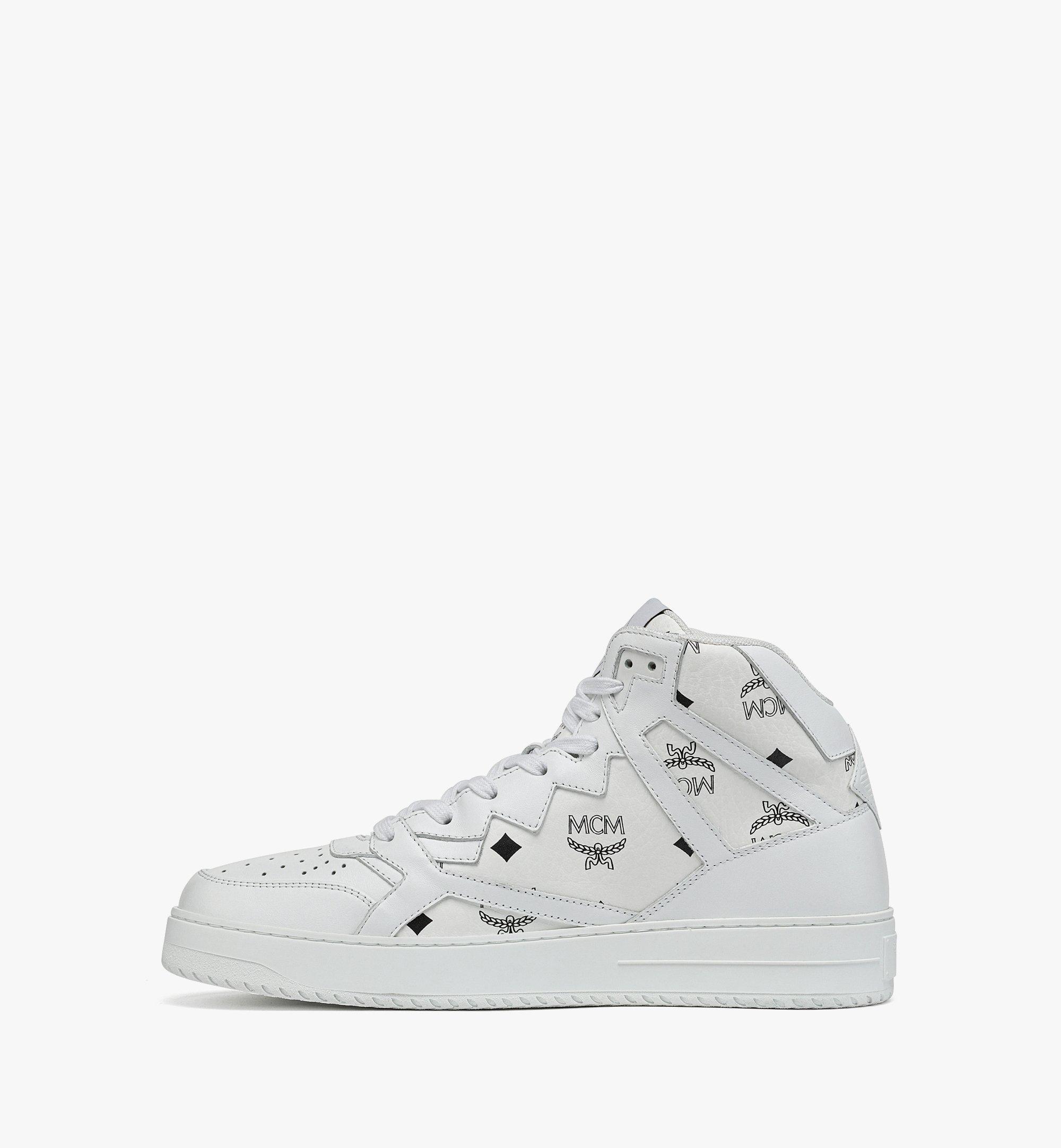 MCM Neo Terrain Hi Sneakers in Visetos White MEXESAJ04WT047 Alternate View 1