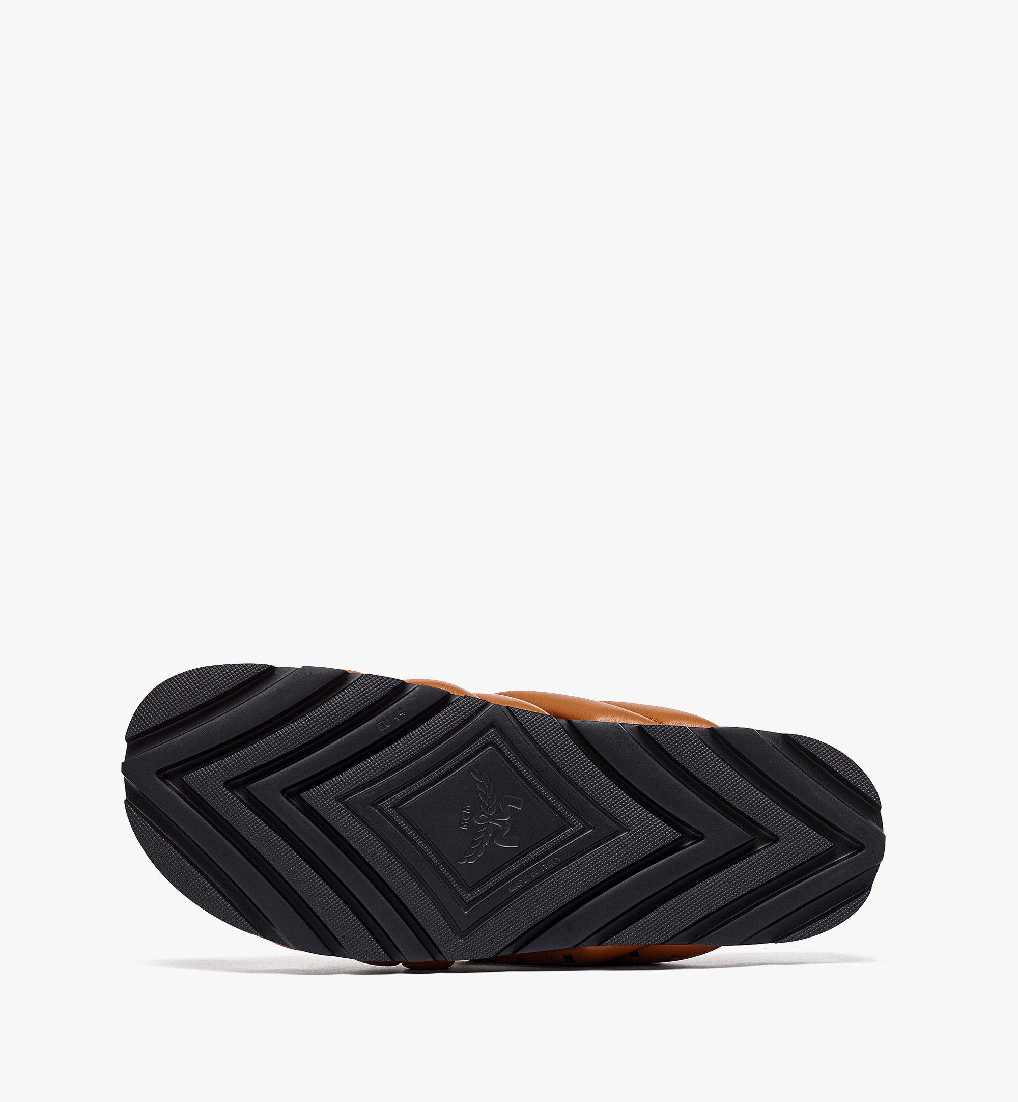 MCM Monogram Print Cross Sandals in Lamb Leather Cognac MEXESMM01CO043 Alternate View 3