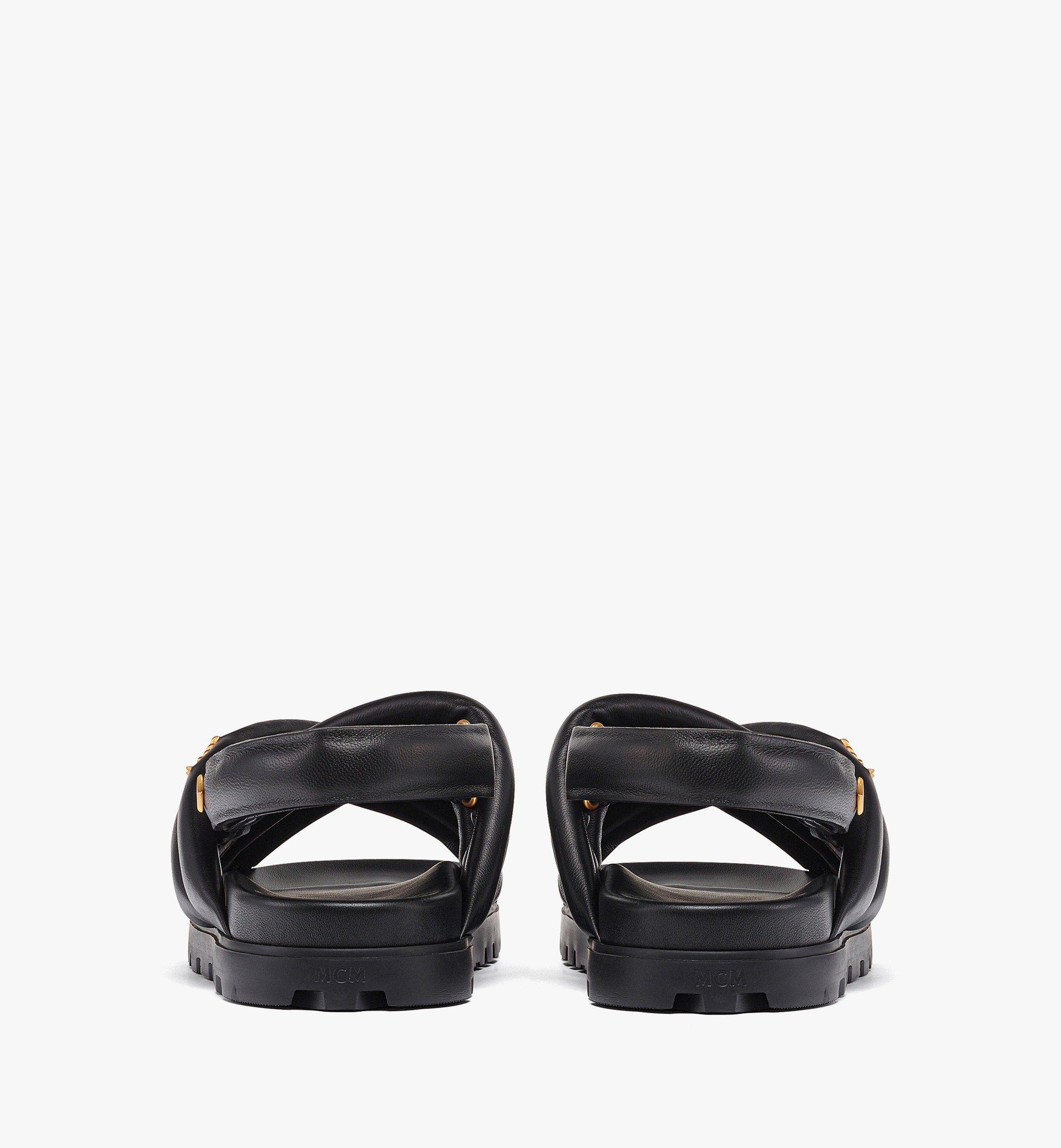MCM Cross Sandals in Lamb Leather Black MEXESMM02BK040 Alternate View 2