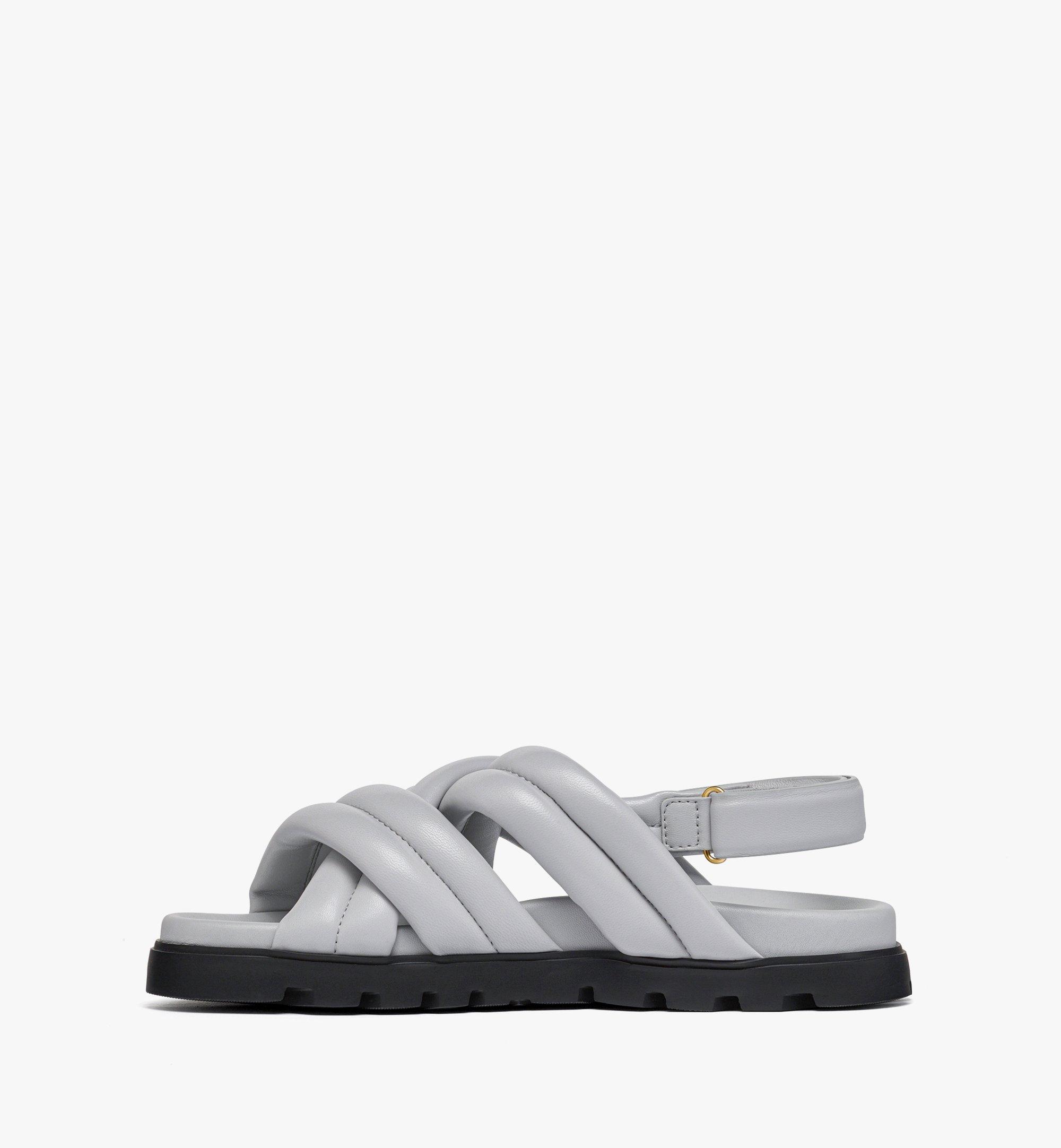 MCM Cross Sandals in Lamb Leather Grey MEXESMM02FR041 Alternate View 1