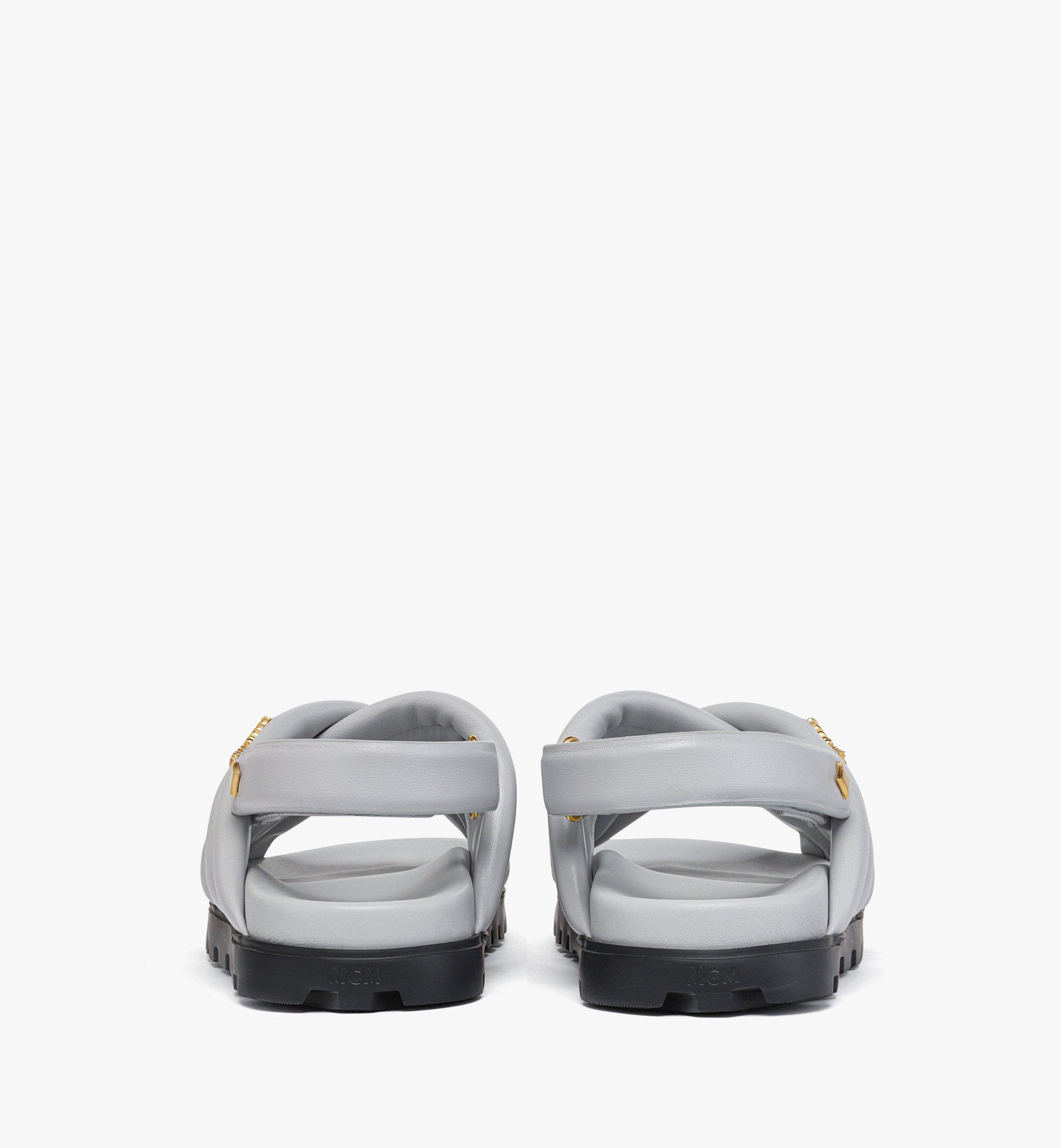 MCM Cross Sandals in Lamb Leather Grey MEXESMM02FR041 Alternate View 2