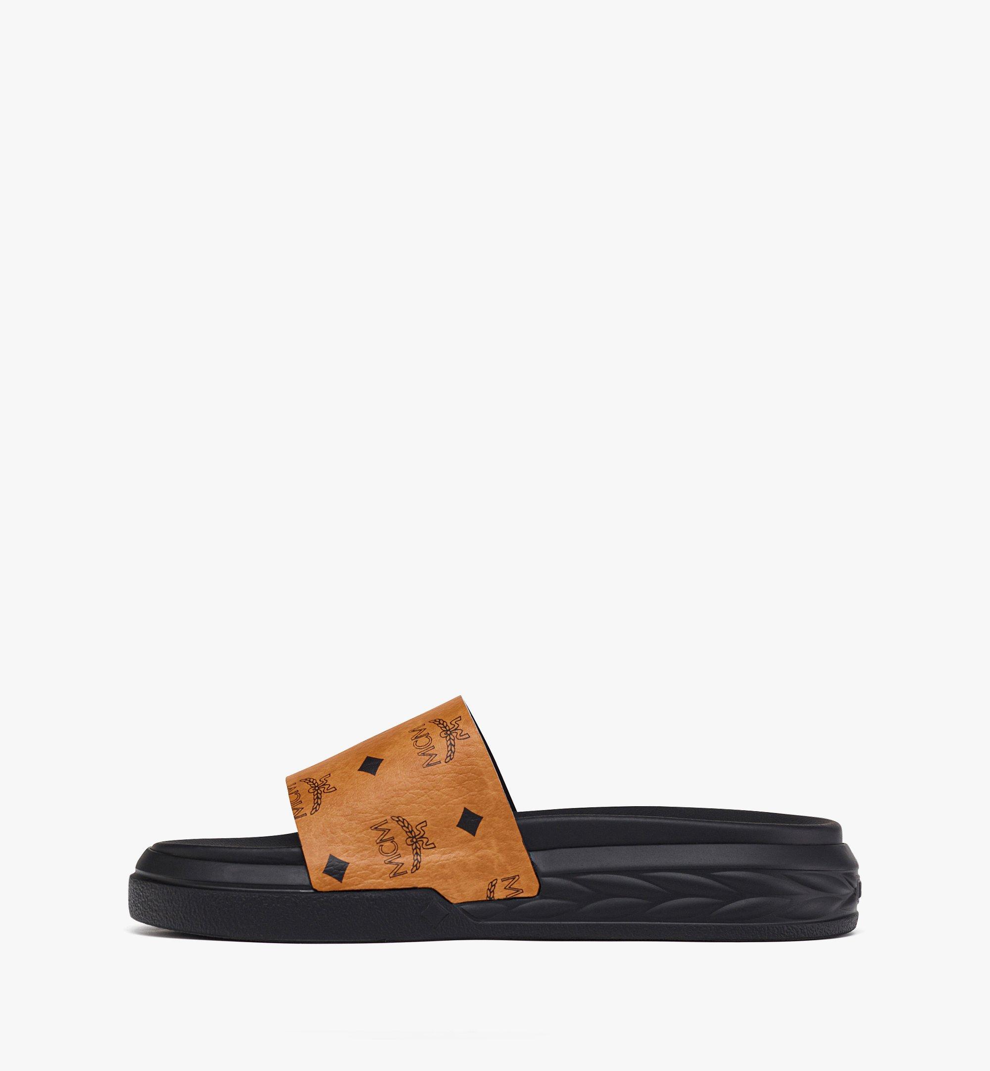 MCM Visetos Slide Sandals Cognac MEXESMM05CO045 Alternate View 1