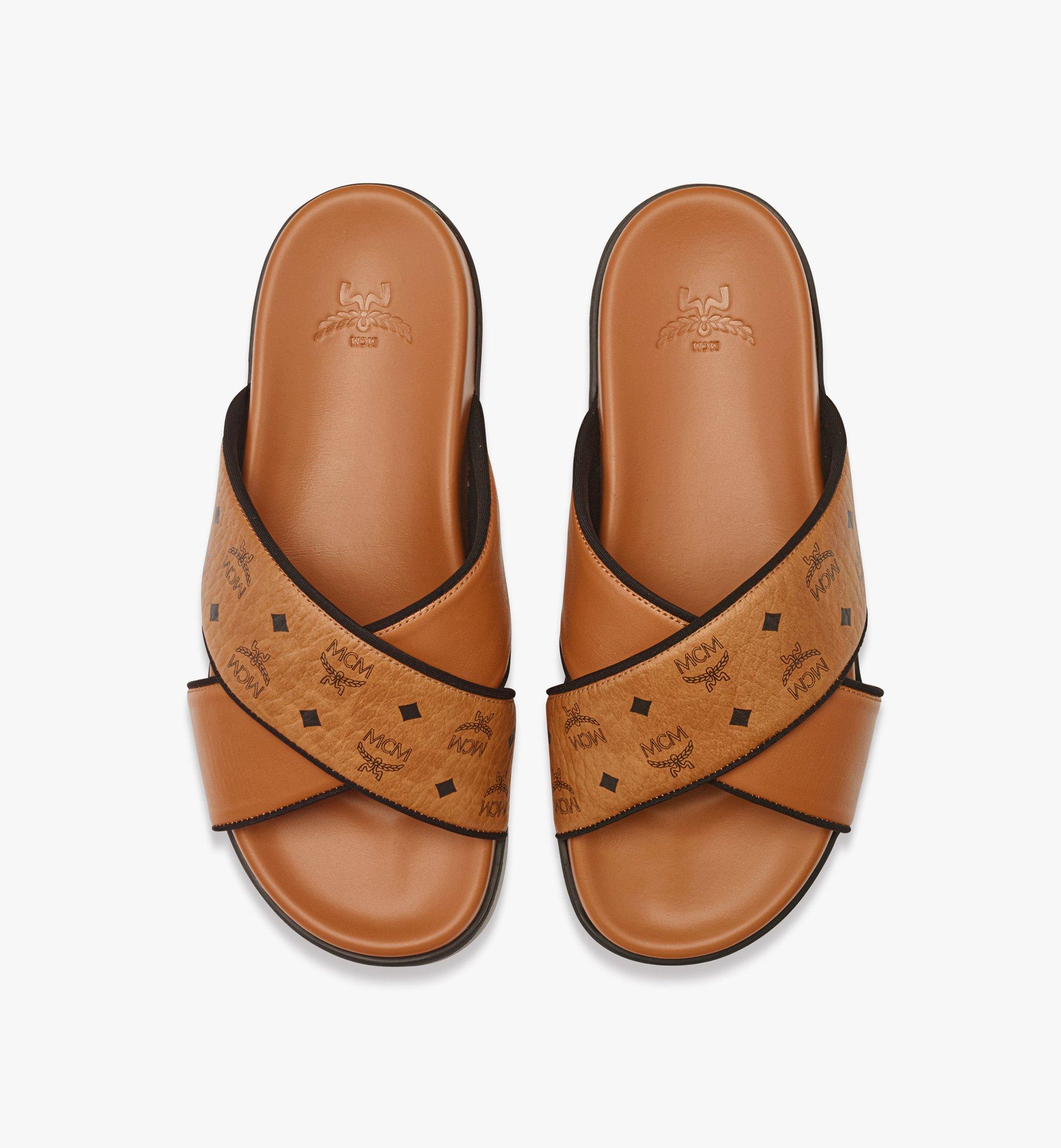 MCM Cross Sandal in VIsetos Leather Mix Cognac MEXESMM06CO035 Alternate View 4