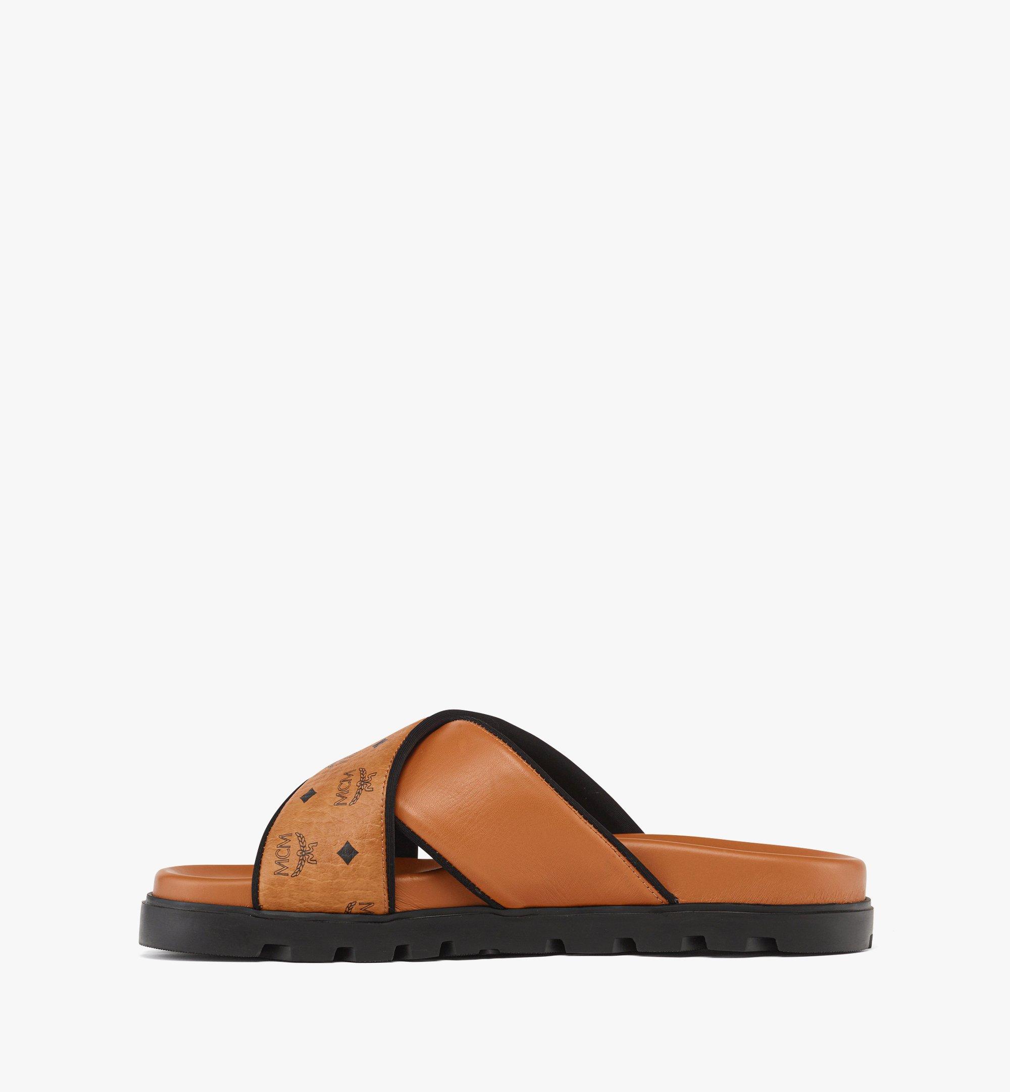 MCM Cross Sandal in VIsetos Leather Mix Cognac MEXESMM06CO042 Alternate View 1