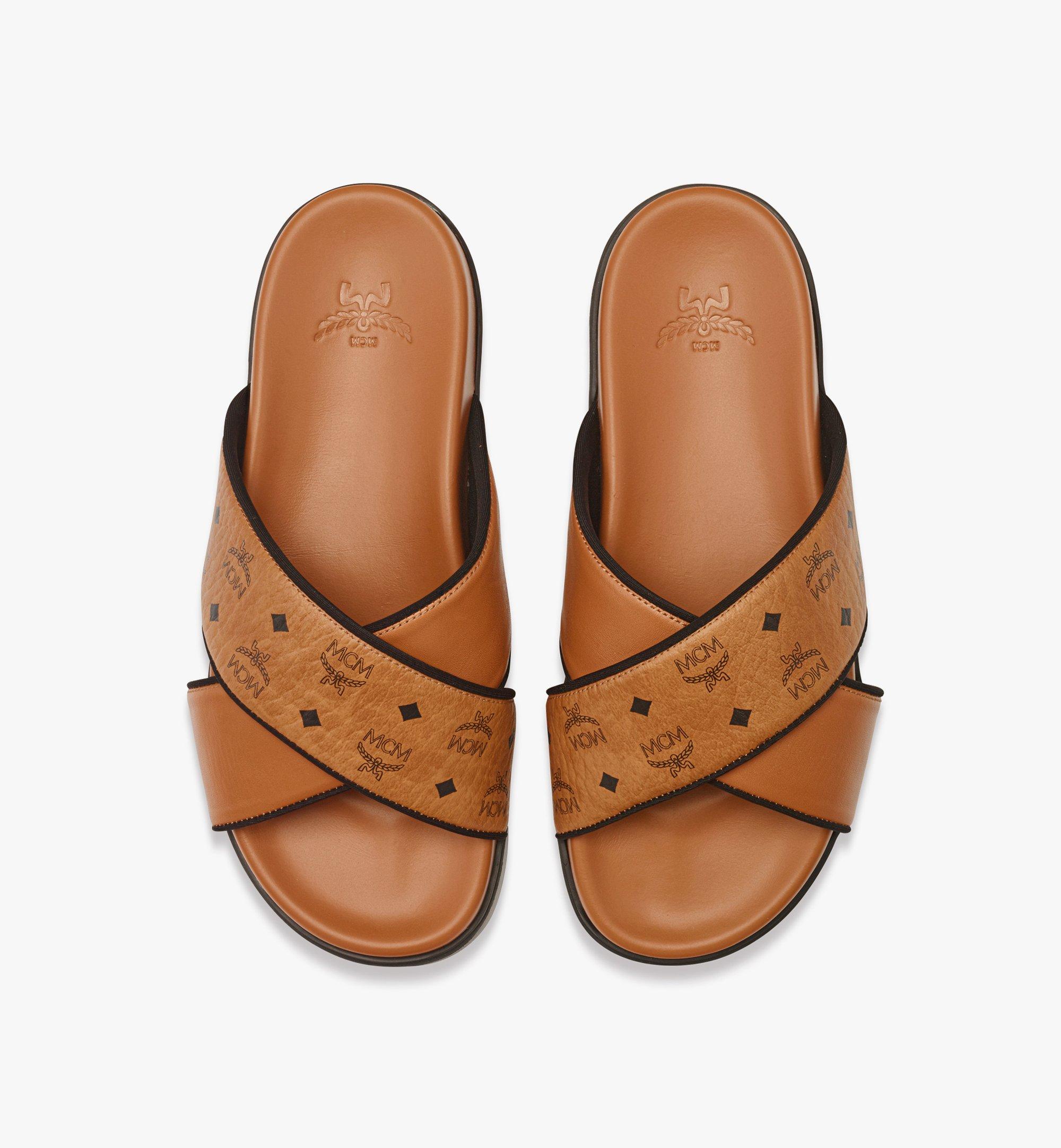 MCM Cross Sandal in VIsetos Leather Mix Cognac MEXESMM06CO042 Alternate View 4